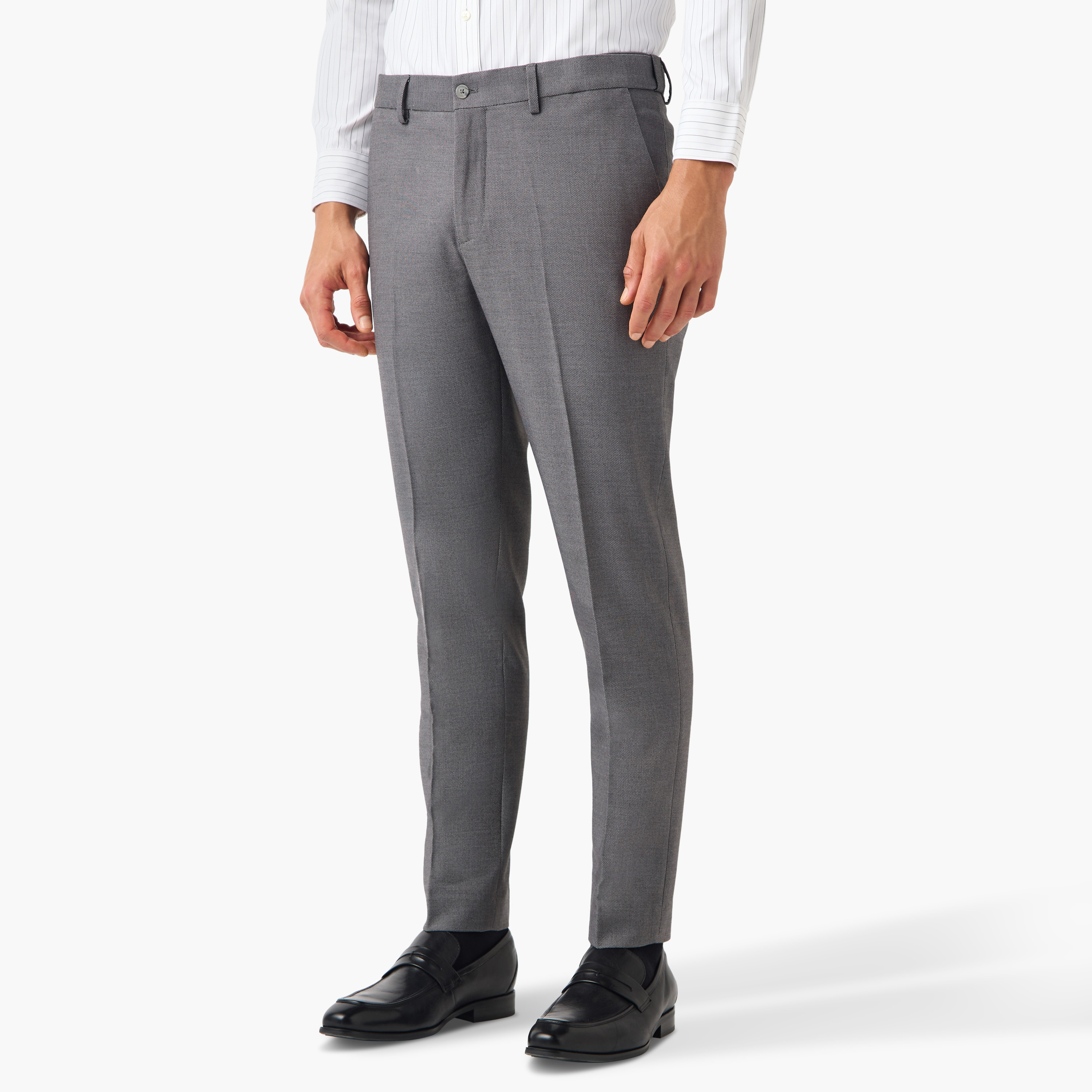 Slim Fit Dobby Textured Flexi Waist Trousers-men-clothing-bottoms-trousersandchinos-trousers-image-1
