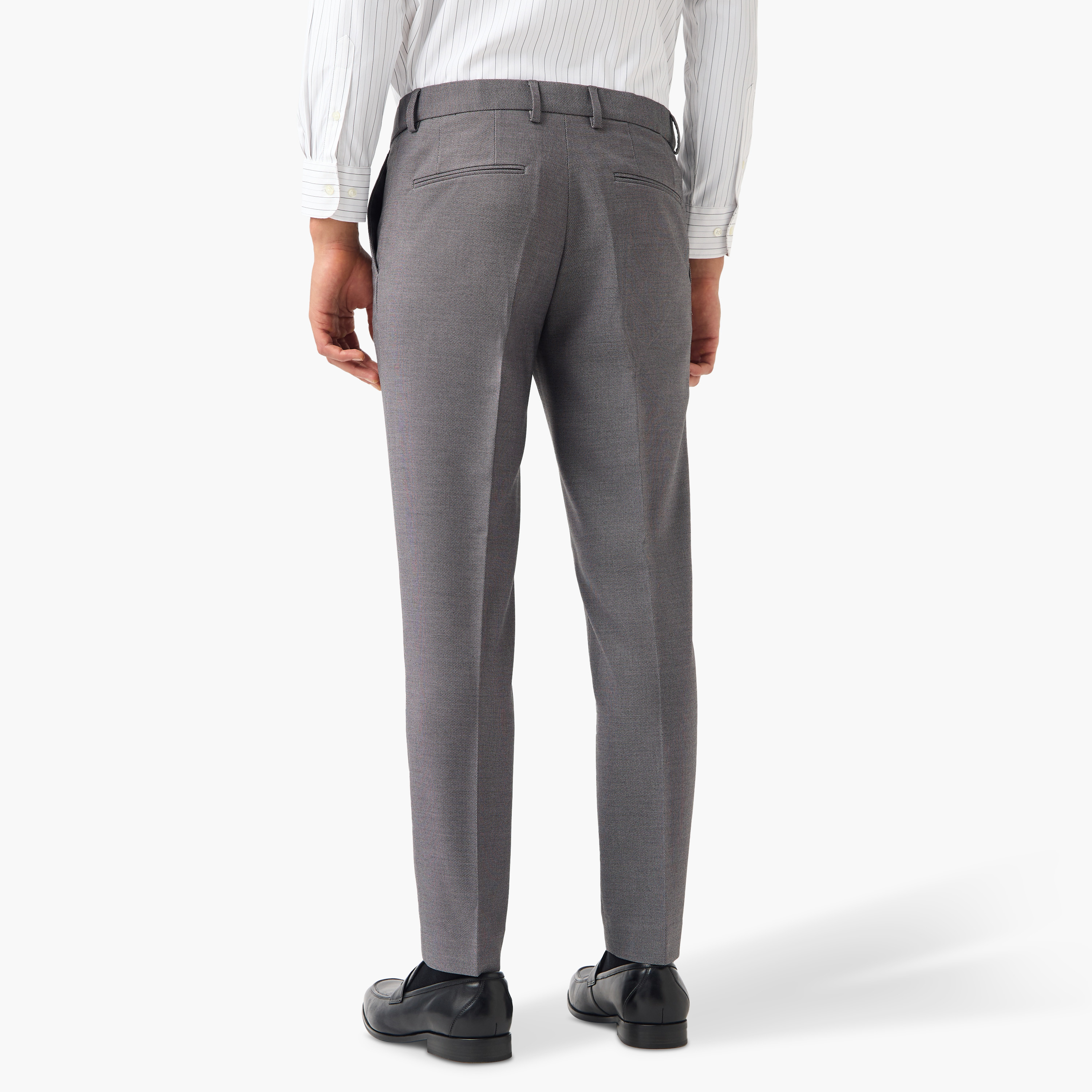 Slim Fit Dobby Textured Flexi Waist Trousers-men-clothing-bottoms-trousersandchinos-trousers-image-2