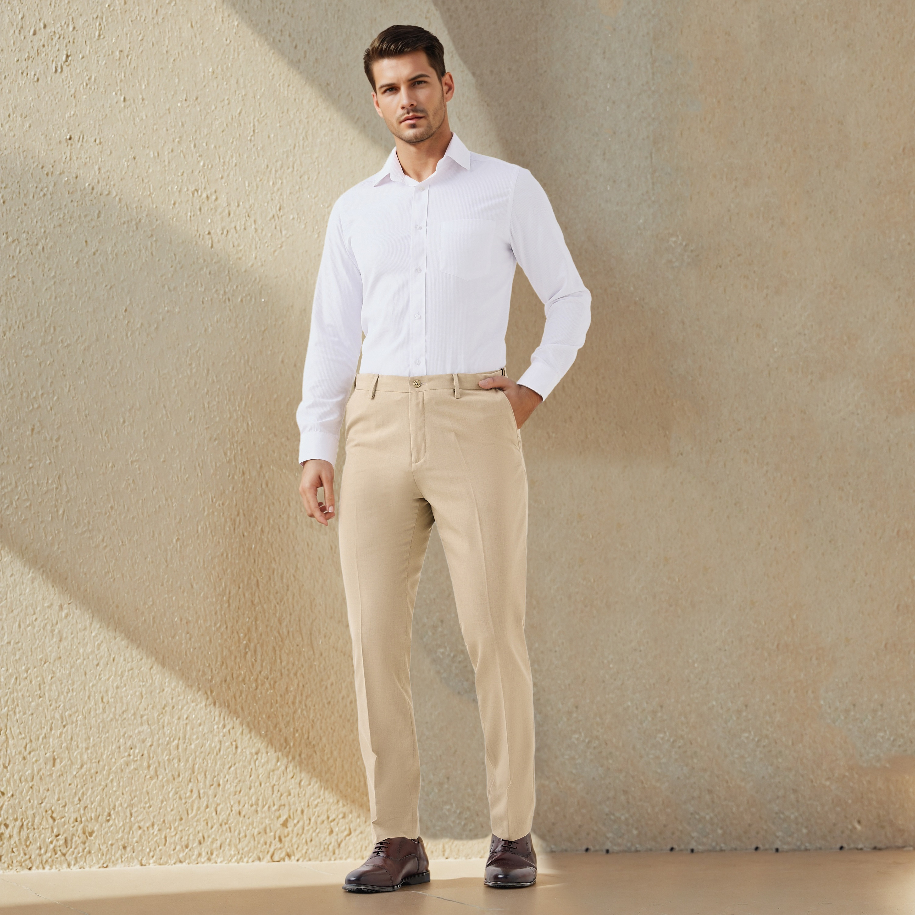Textured Regular Fit Pants with Flexi Waist-men-clothing-bottoms-trousersandchinos-trousers-image-2