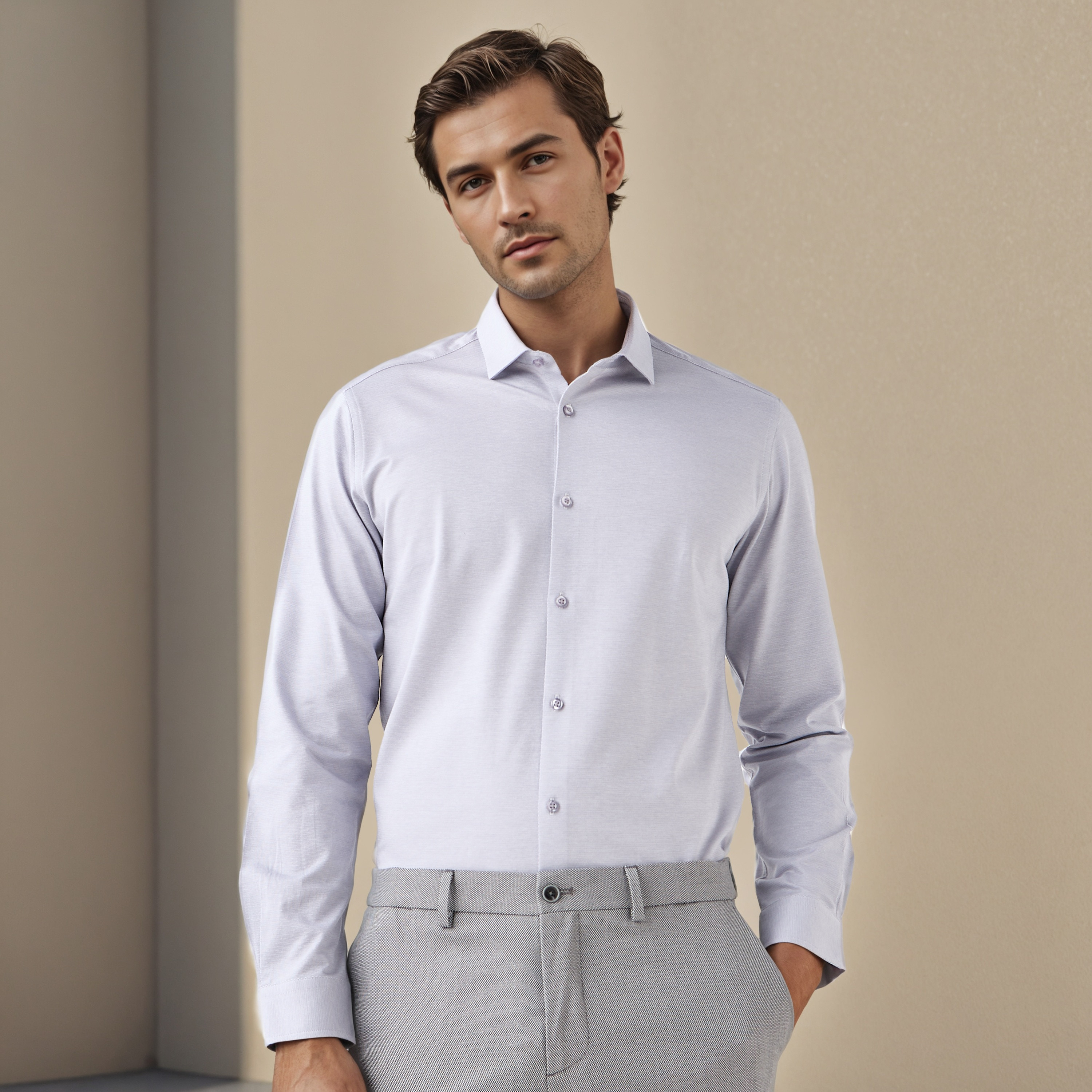 قميص دوبي بقصة عادية-men-clothing-shirts-image-1