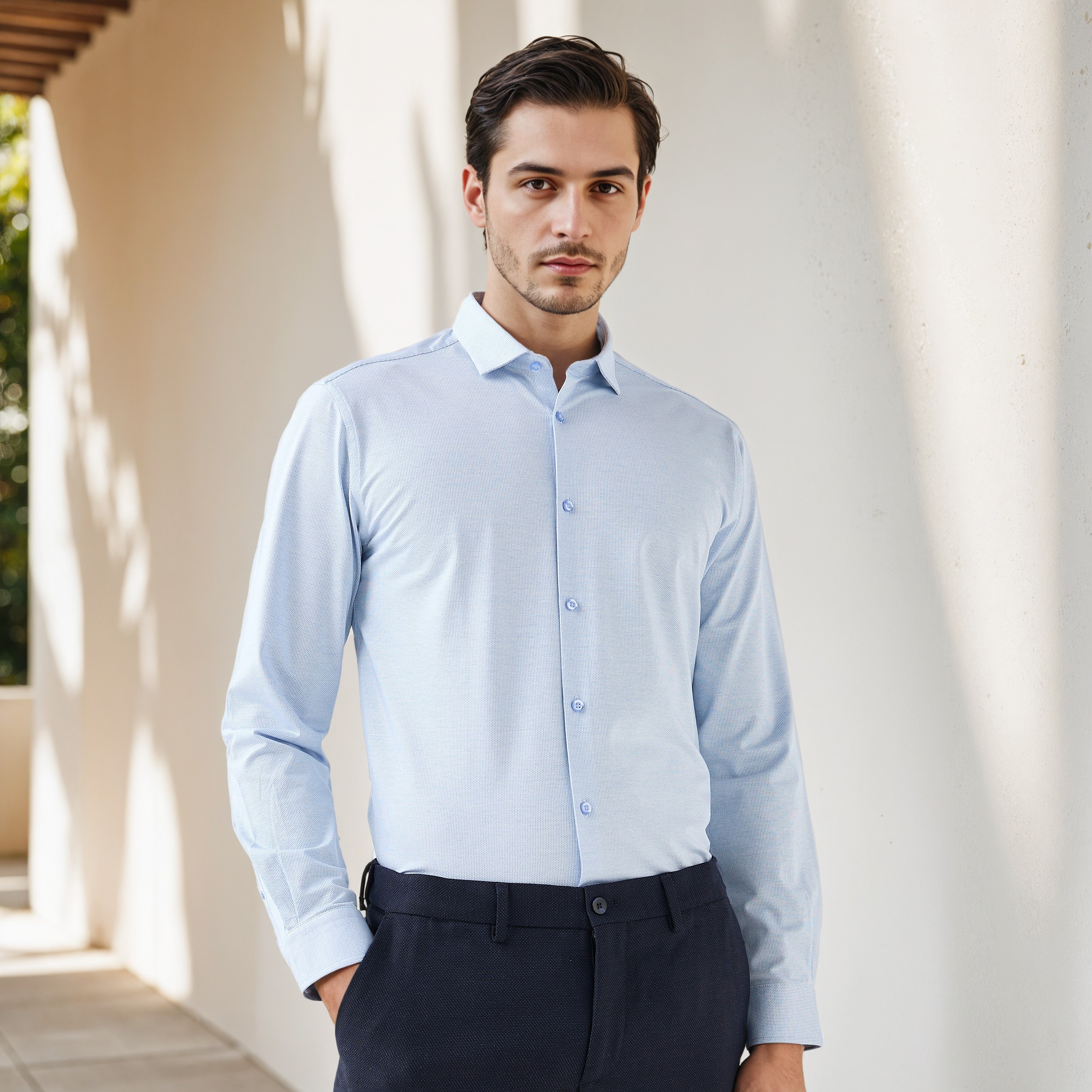 قميص دوبي بقصّة عادية-men-clothing-shirts-image-1
