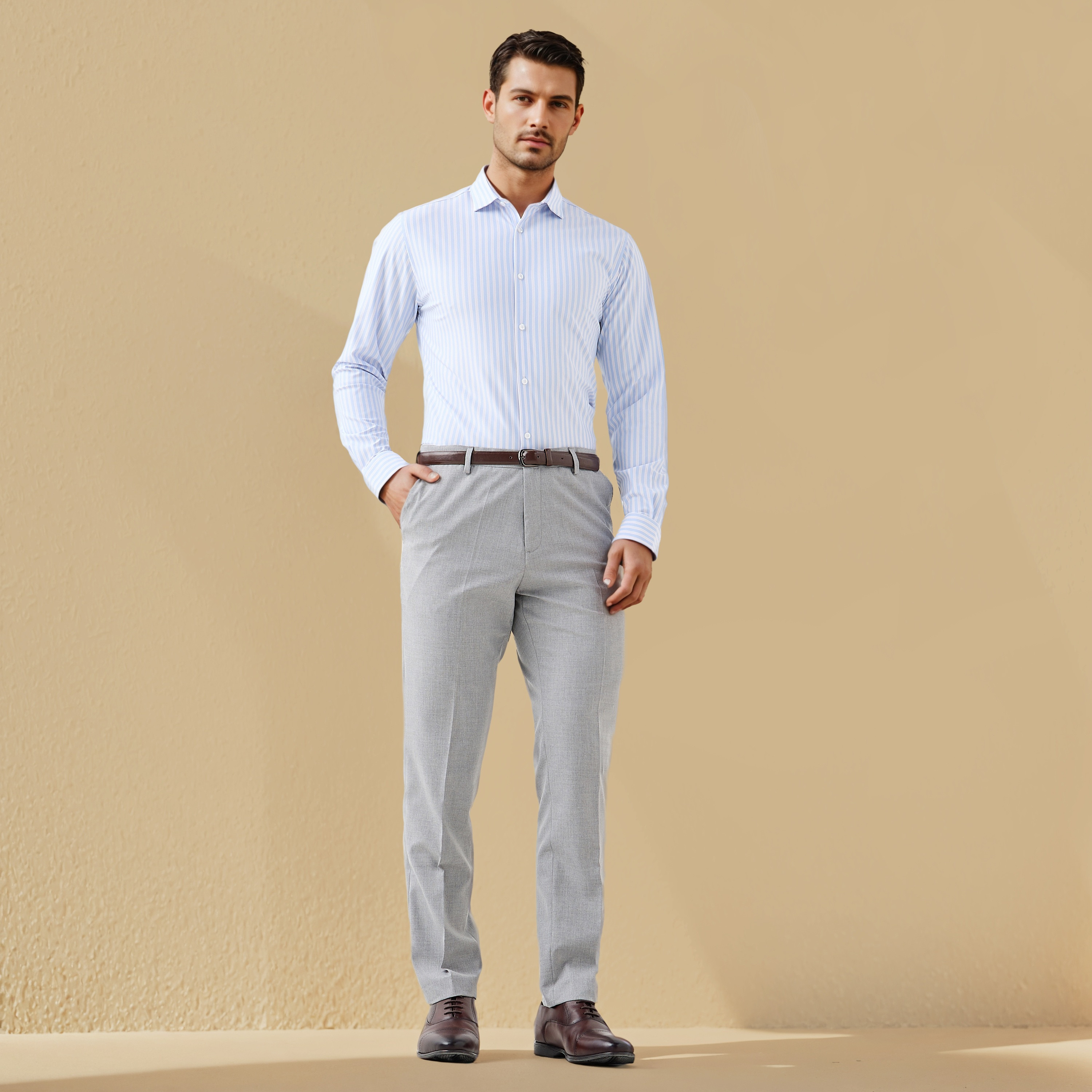 Regular Fit Striped Collared Shirt with Long Sleeves-men-clothing-shirts-image-2