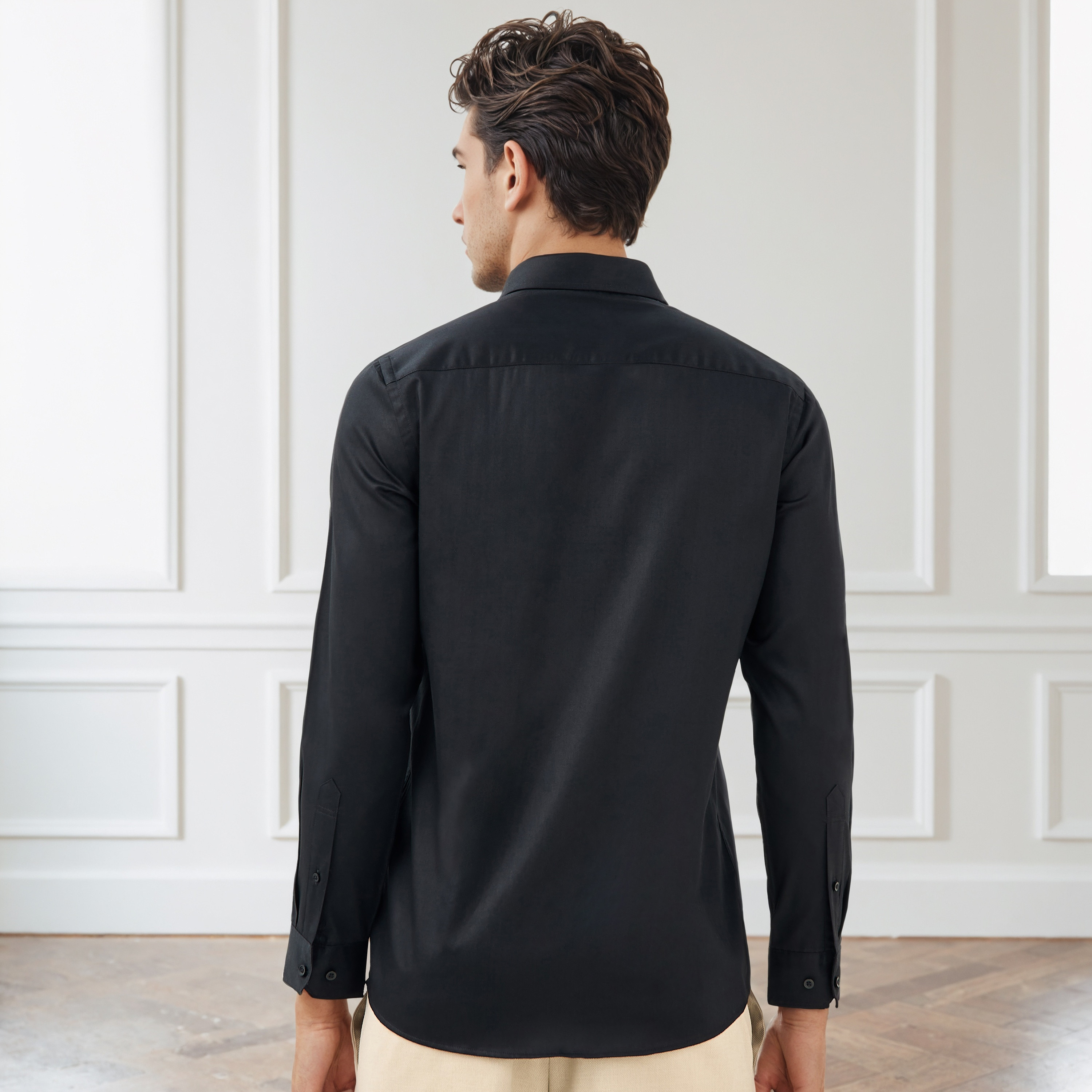 قميص بارز الملمس بياقة وقصة عادية وأكمام طويلة-men-clothing-shirts-image-3