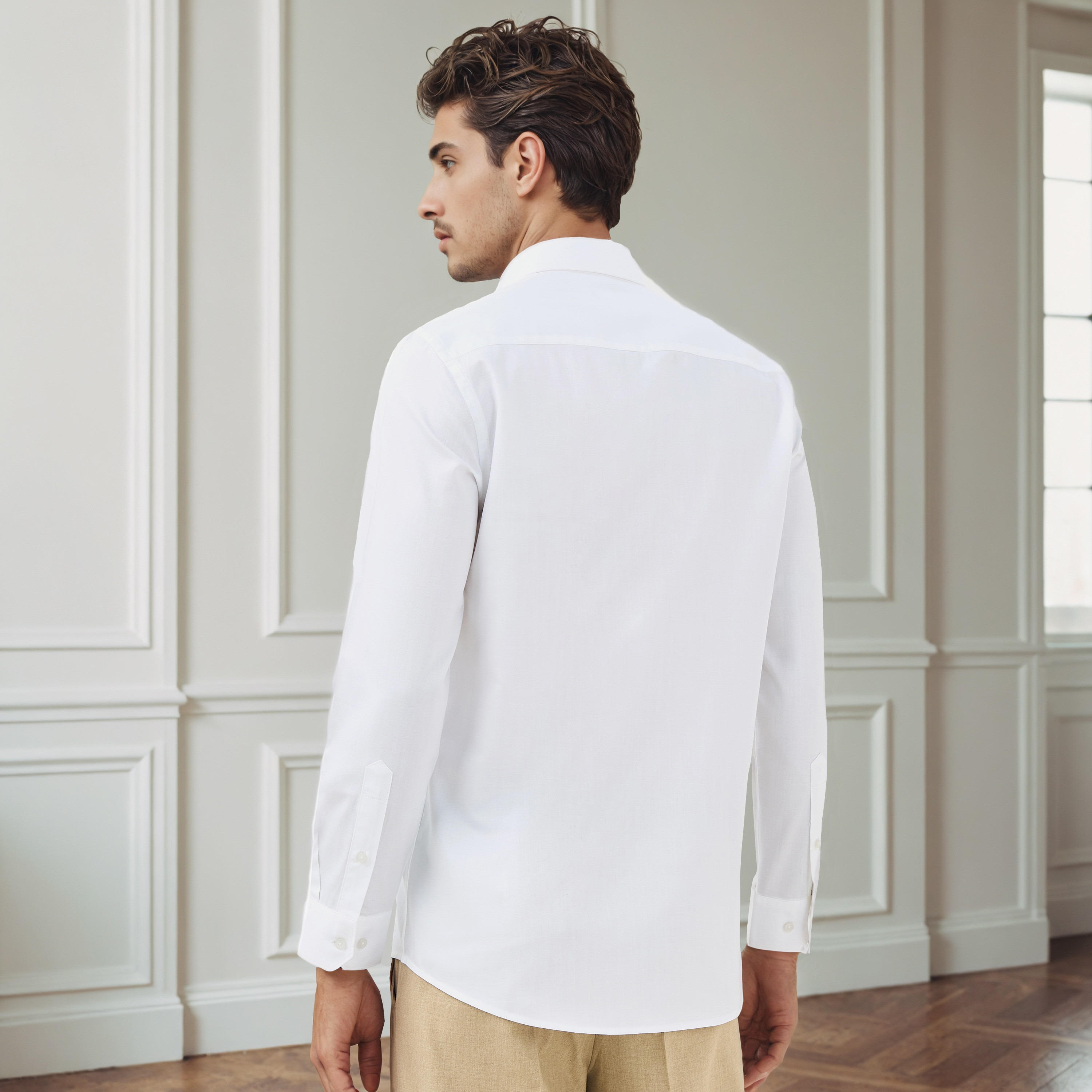 Regular Fit Textured Collared Shirt with Long Sleeves-men-clothing-shirts-image-3