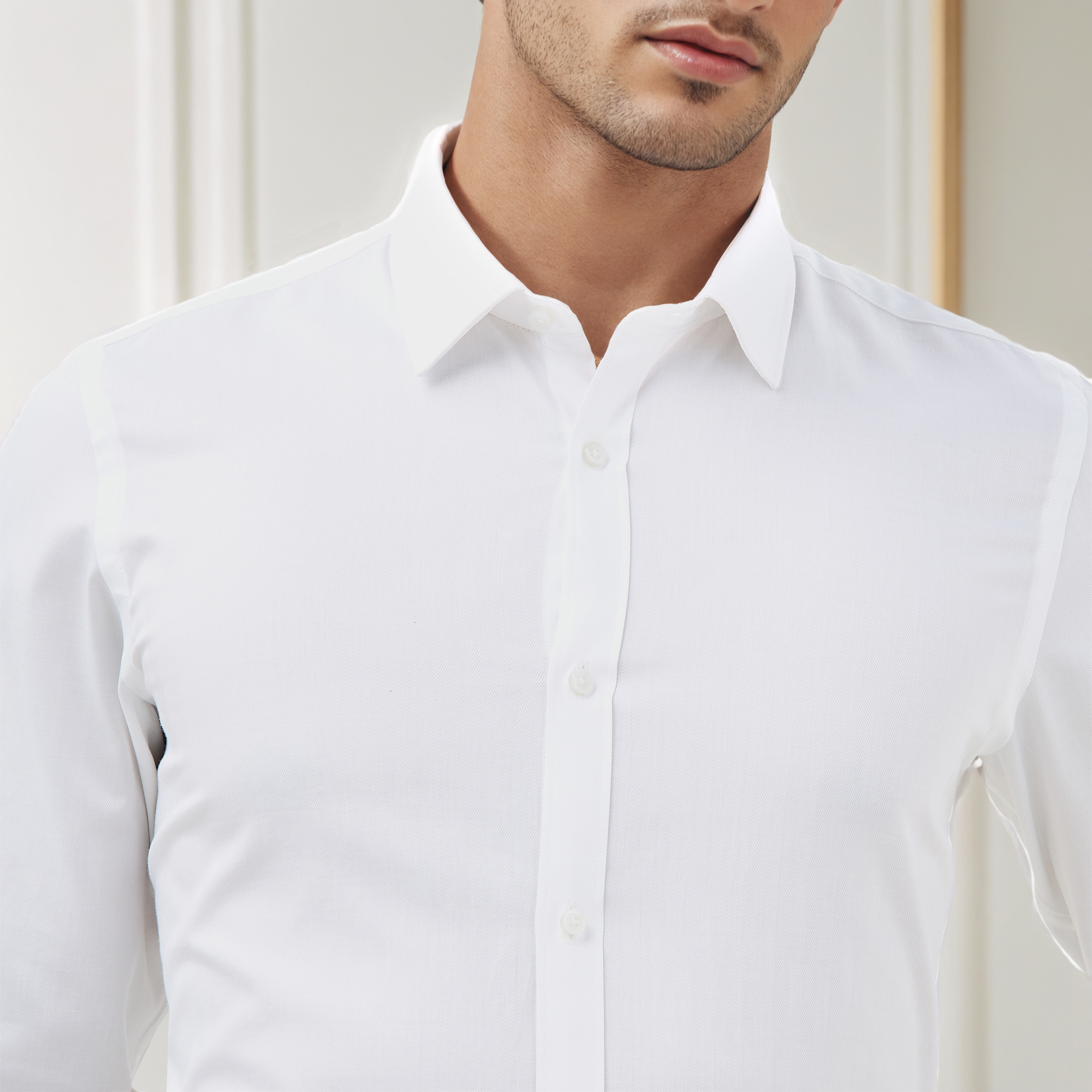 Regular Fit Textured Collared Shirt with Long Sleeves-men-clothing-shirts-image-5