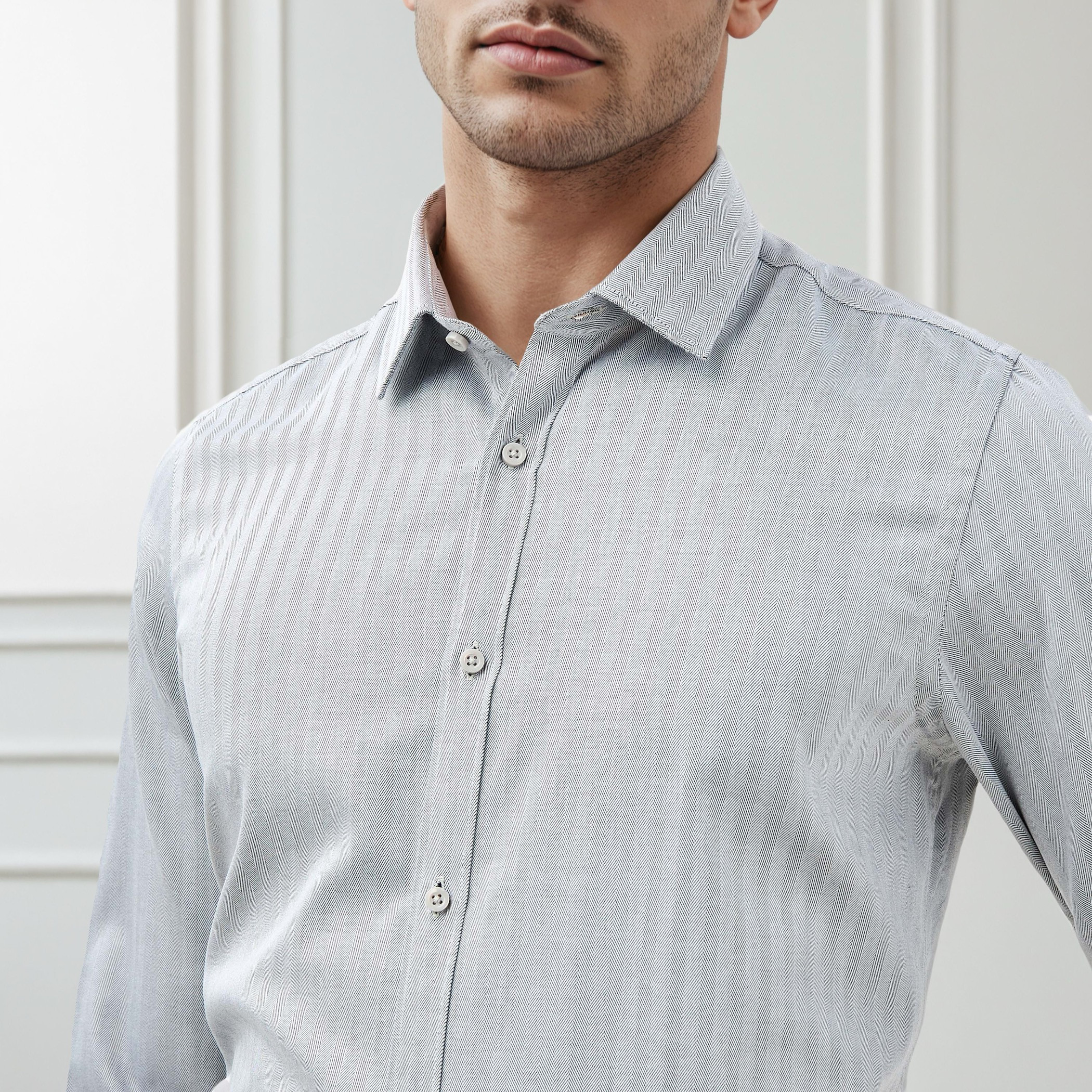 Regular Fit Textured Collared Shirt with Long Sleeves-men-clothing-shirts-image-4