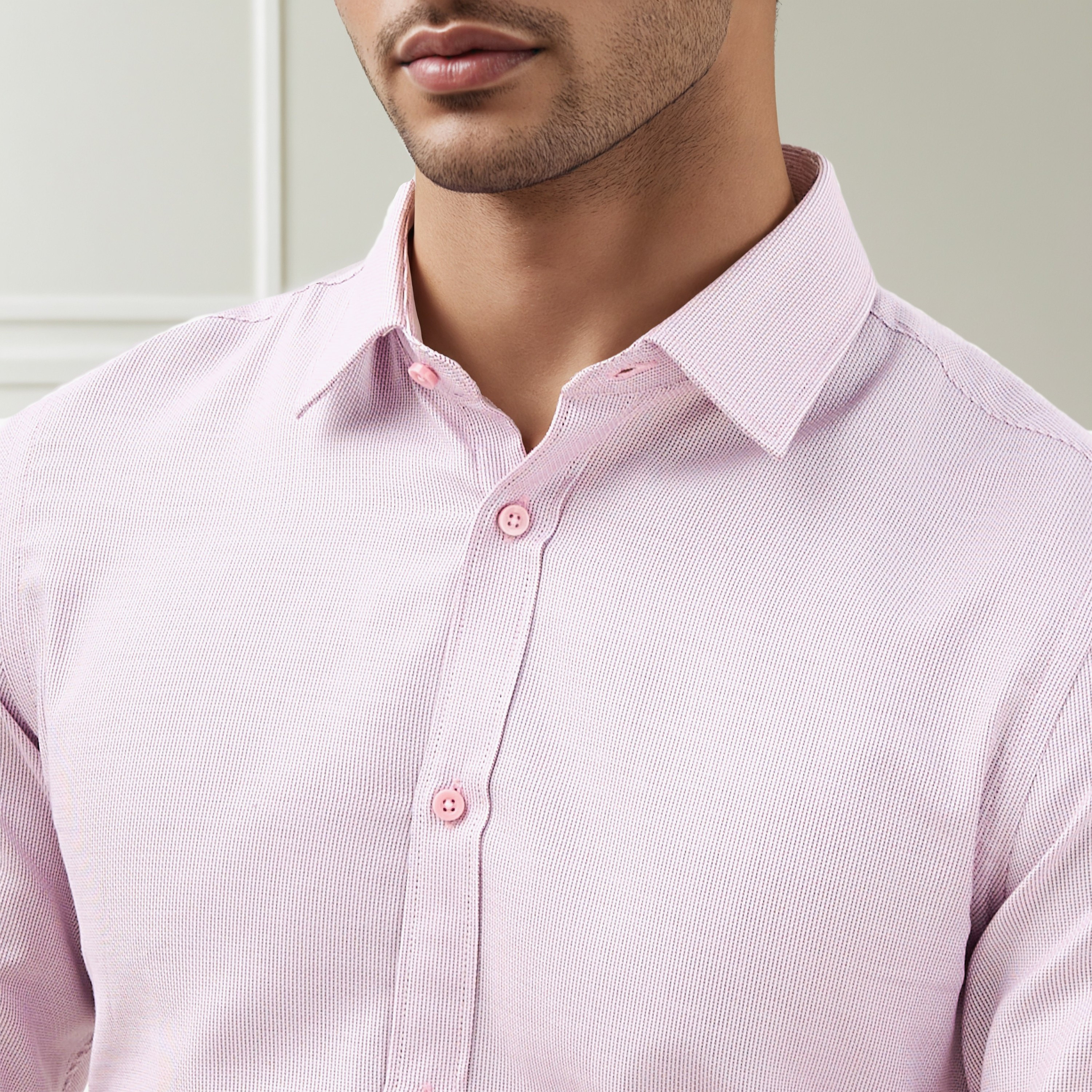Regular Fit Textured Collared Shirt with Long Sleeves-men-clothing-shirts-image-5