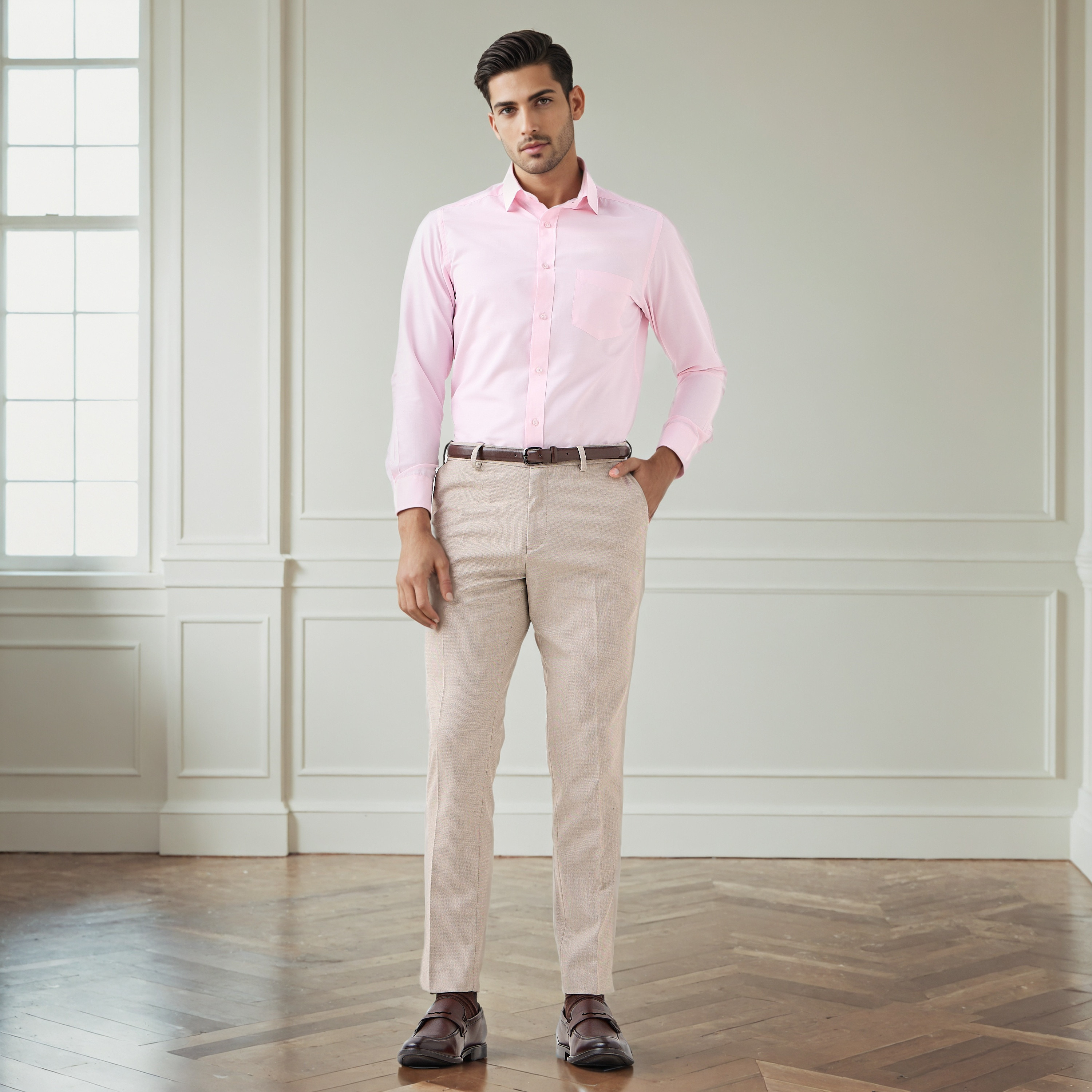 Men Slim Fit Polyester Blend Flexi Waist Formal Trousers-men-clothing-bottoms-trousersandchinos-trousers-image-2