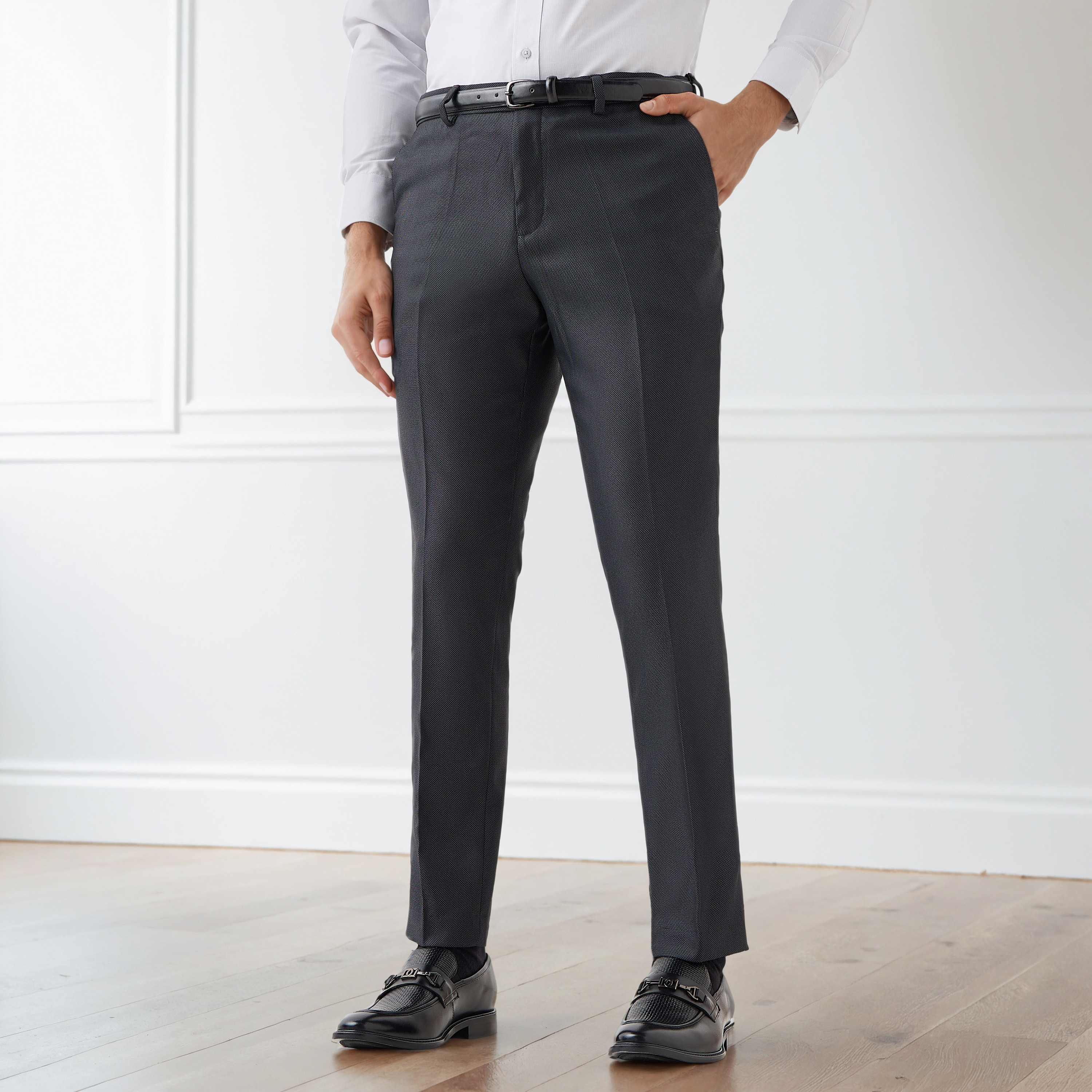 Men Slim Fit Polyester Blend Flexi Waist Formal Trousers-men-clothing-bottoms-trousersandchinos-trousers-image-1