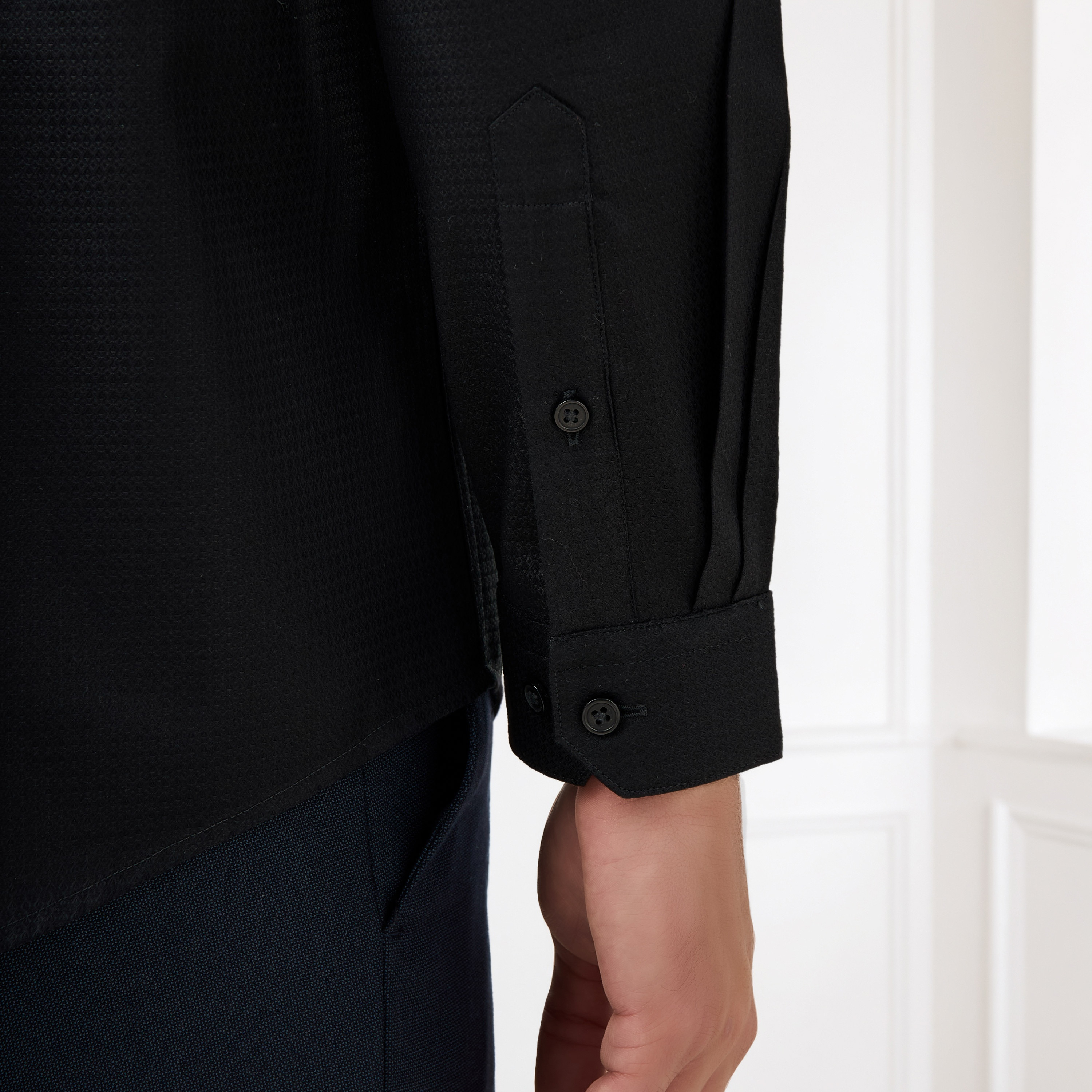 Regular Fit Dobby Shirt with Collar-men-clothing-shirts-image-4