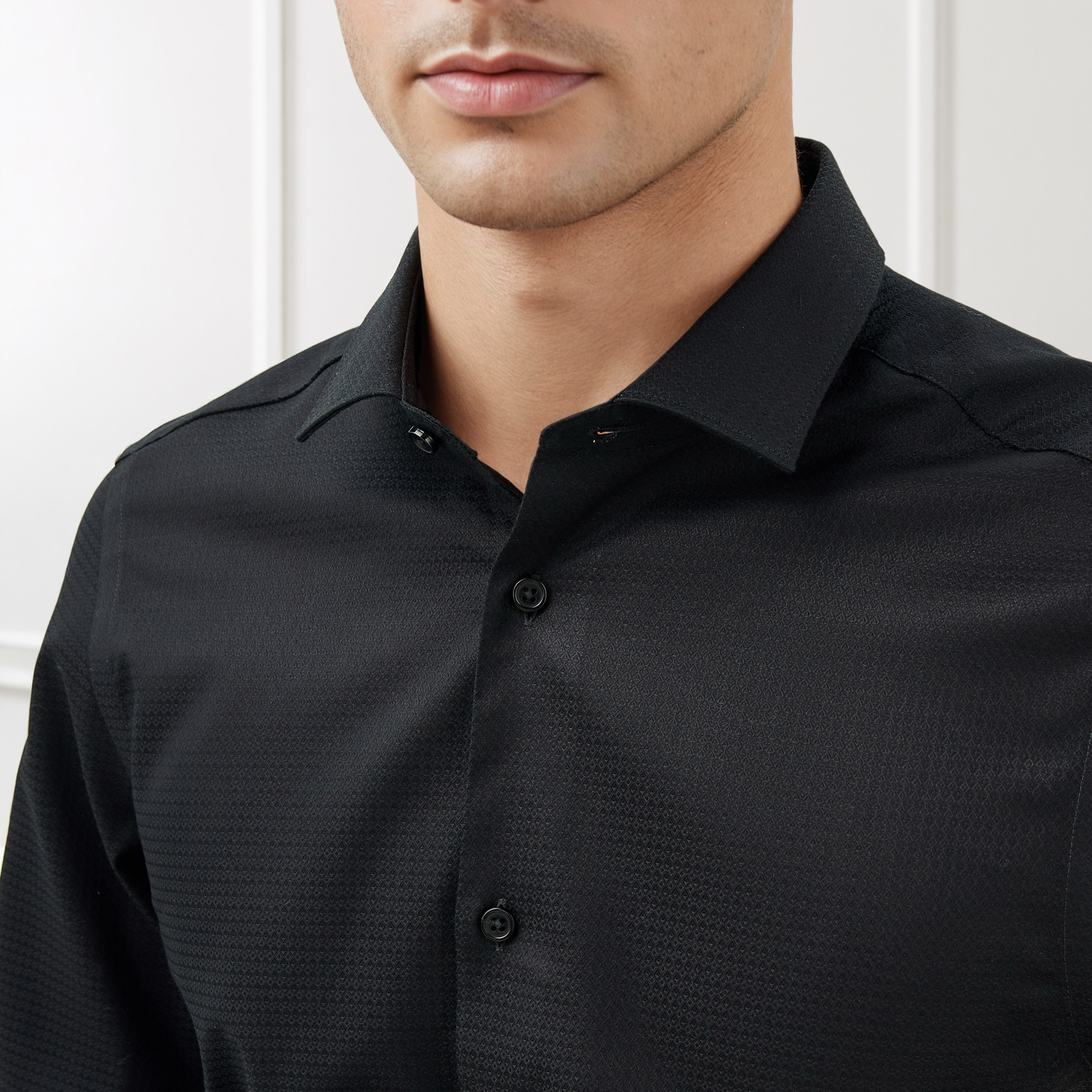 Regular Fit Dobby Shirt with Collar-men-clothing-shirts-image-5