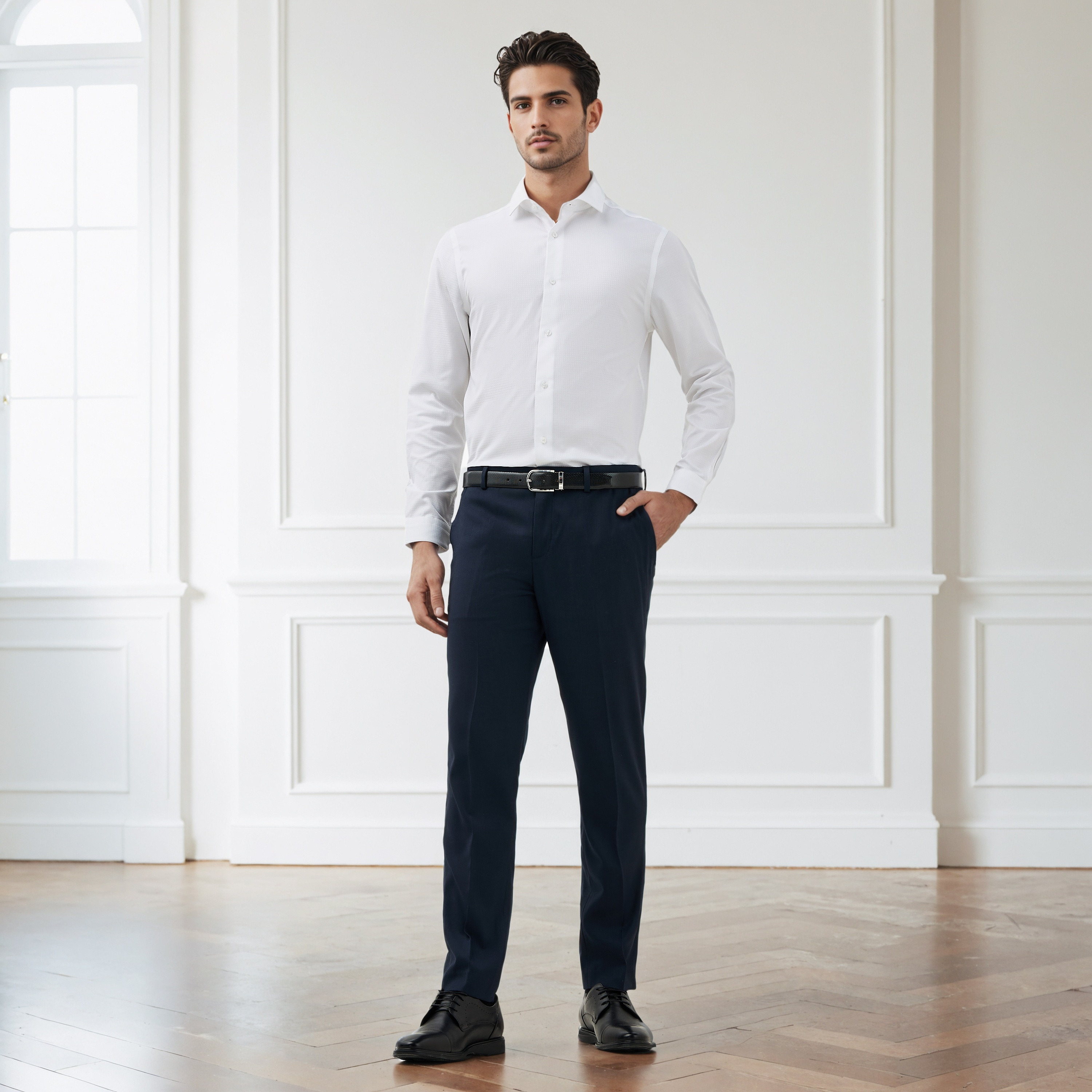 قميص دوبي بقصة عادية وياقة-men-clothing-shirts-image-3