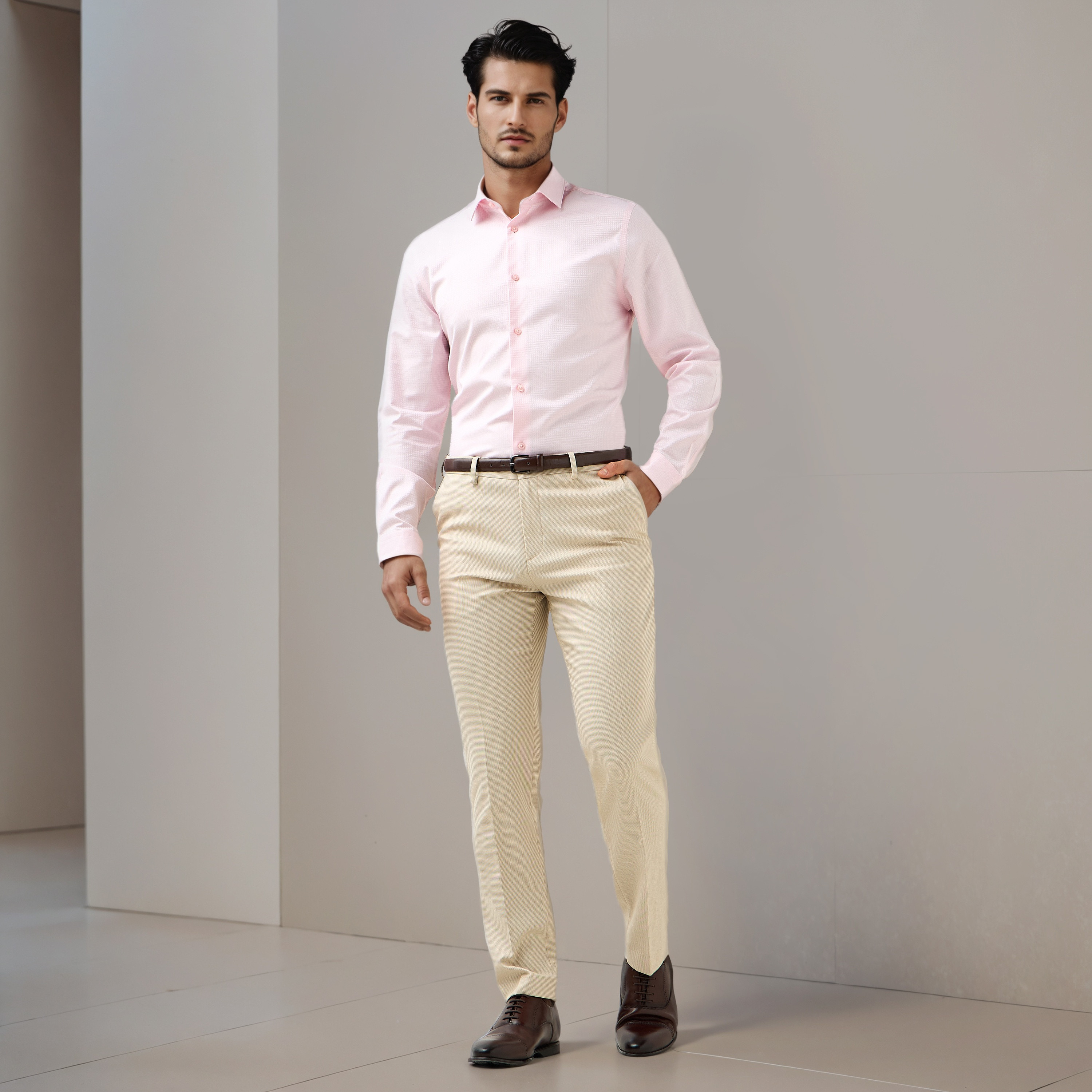 قميص دوبي بقصة عادية وياقة-men-clothing-shirts-image-2