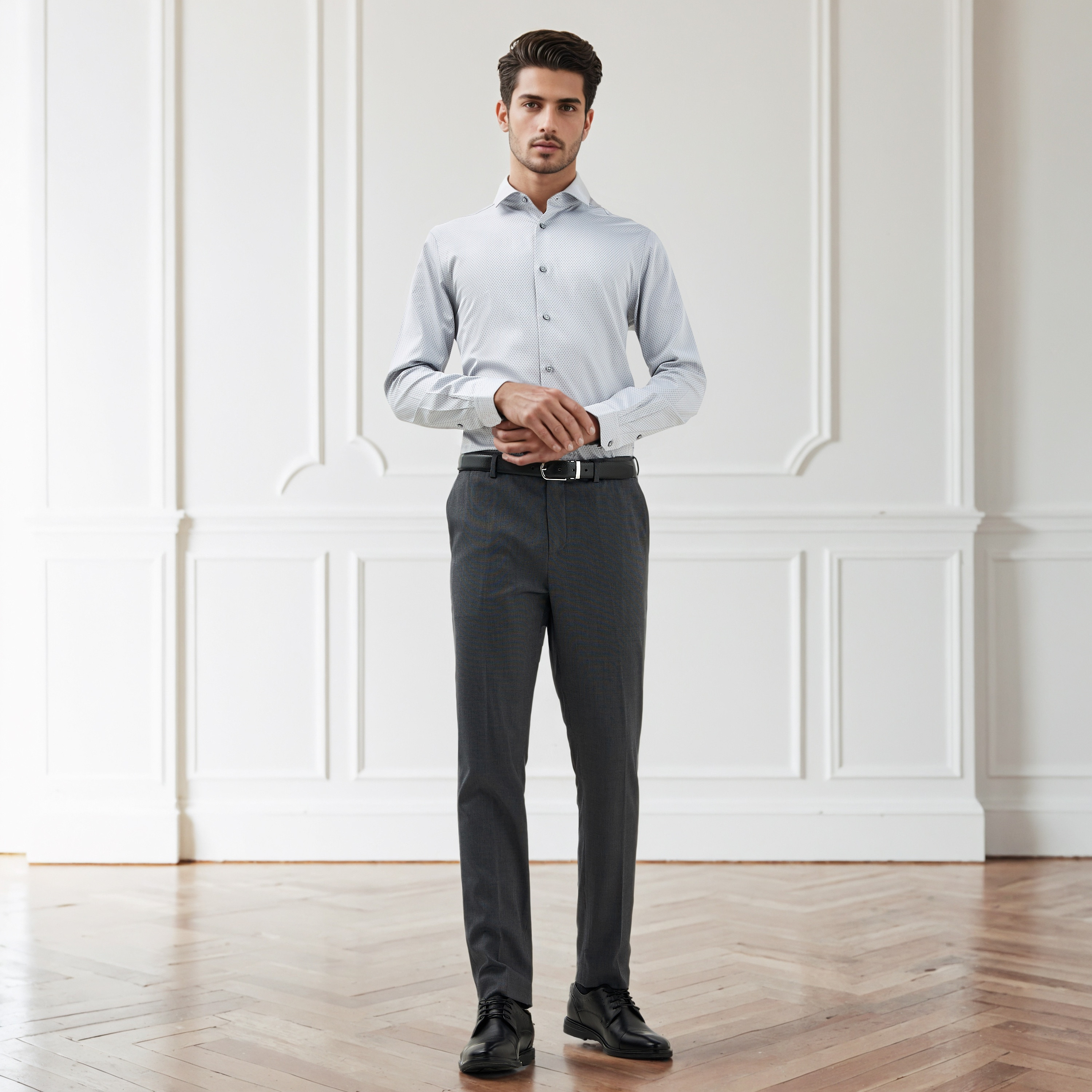قميص دوبي بقصة عادية وياقة-men-clothing-shirts-image-3