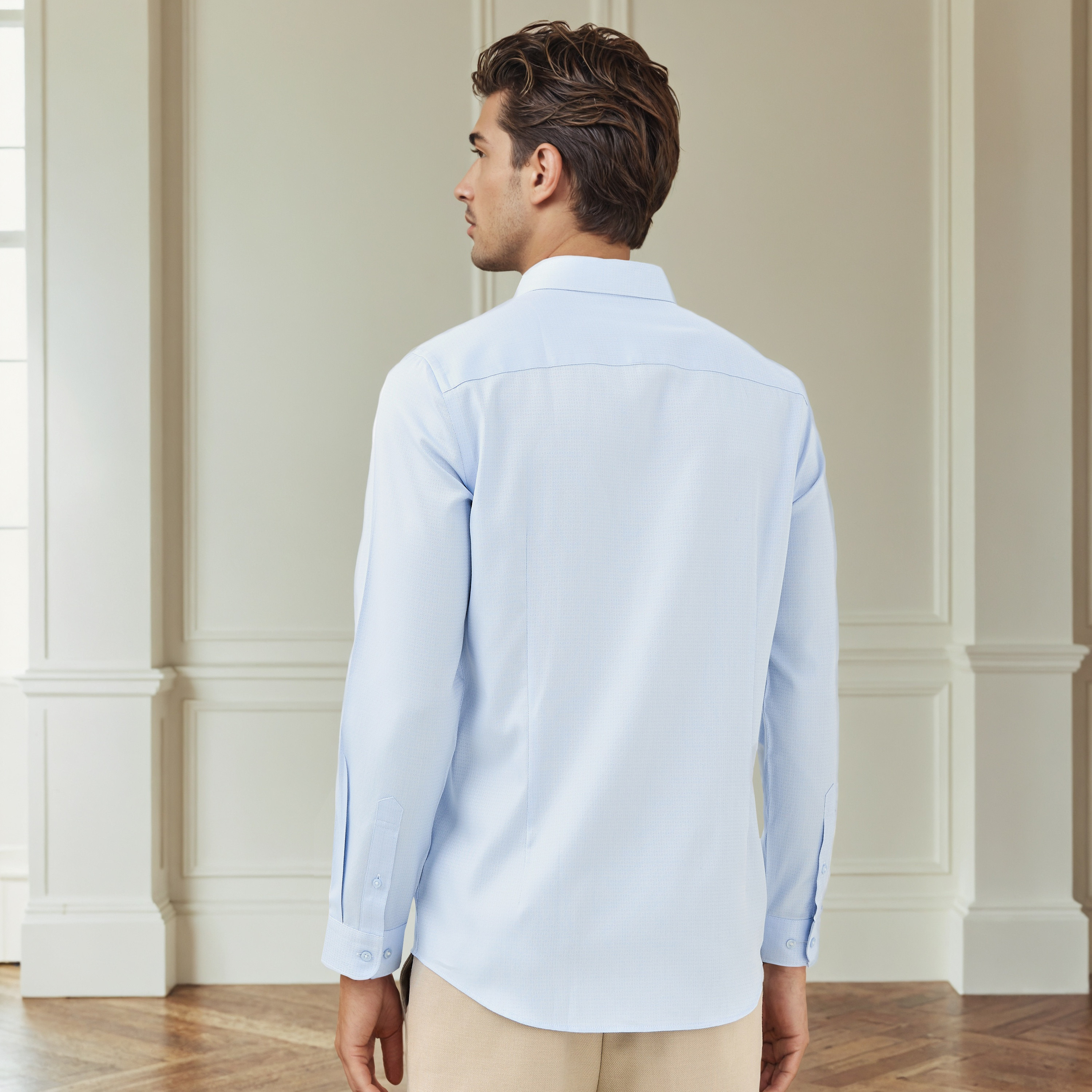 قميص دوبي بقصة ضيقة وياقة-men-clothing-shirts-image-3