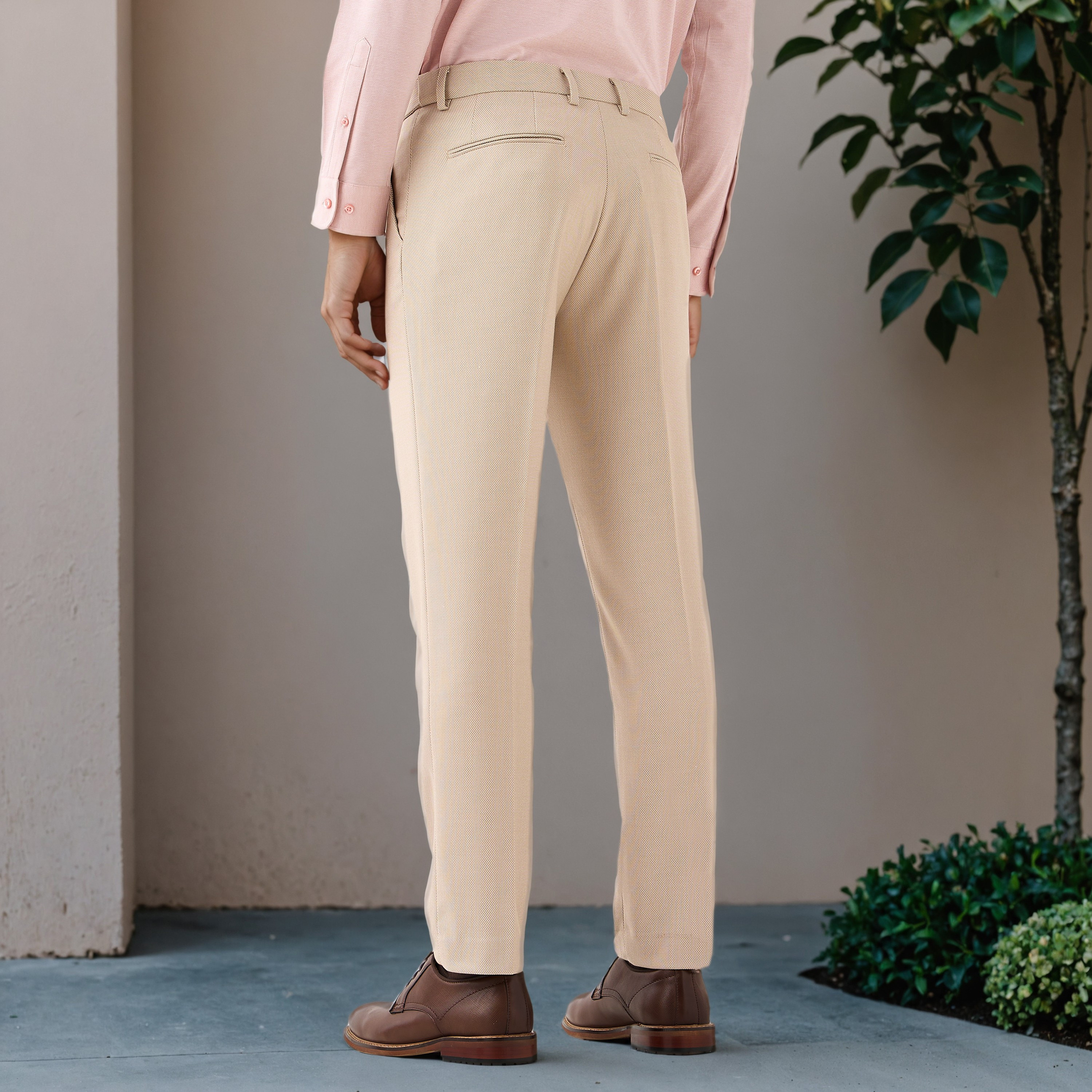 Slim Fit Dobby Flexi Waist Trousers-men-clothing-bottoms-trousersandchinos-trousers-image-3
