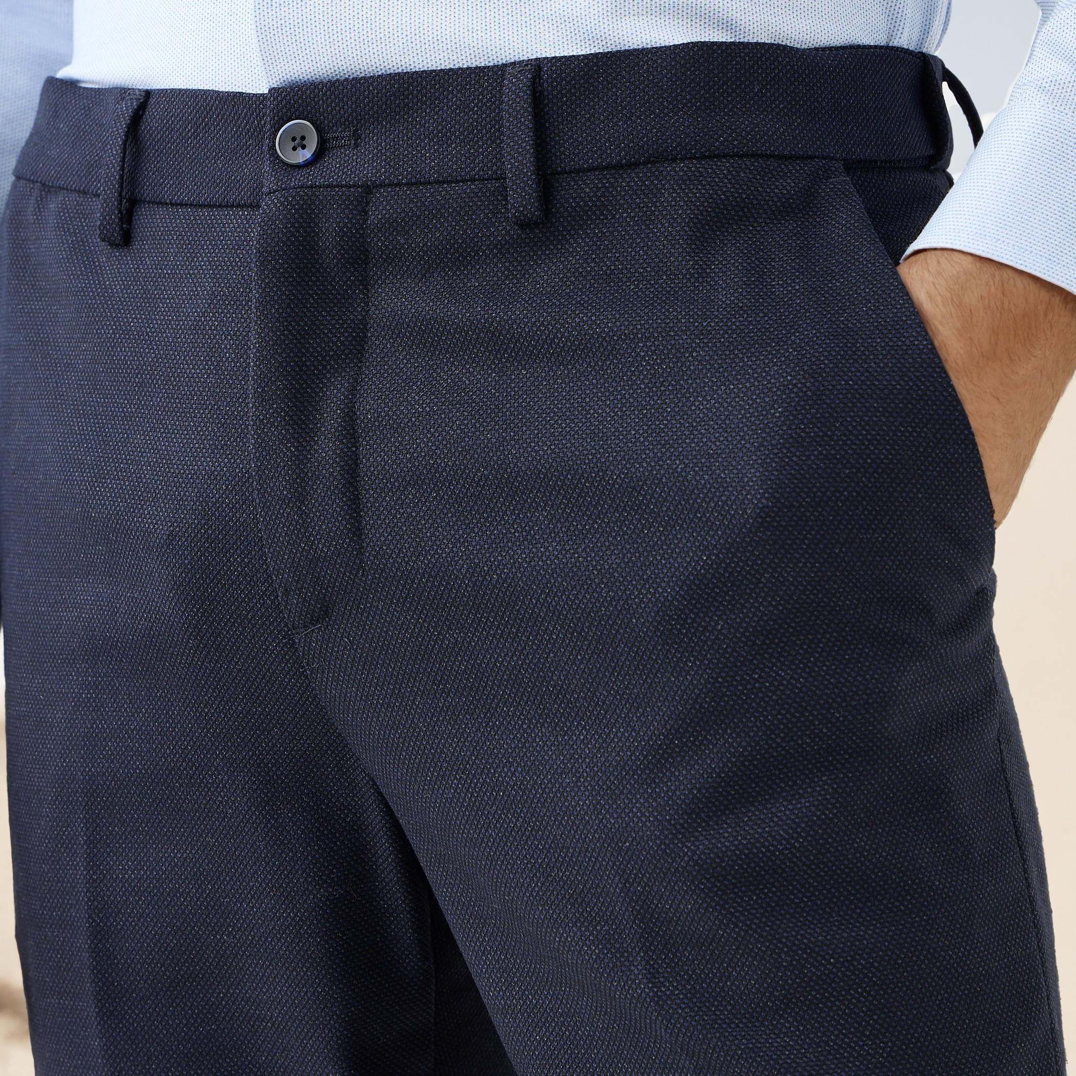 Slim Fit Dobby Flexi Waist Trousers-men-clothing-bottoms-trousersandchinos-trousers-image-4