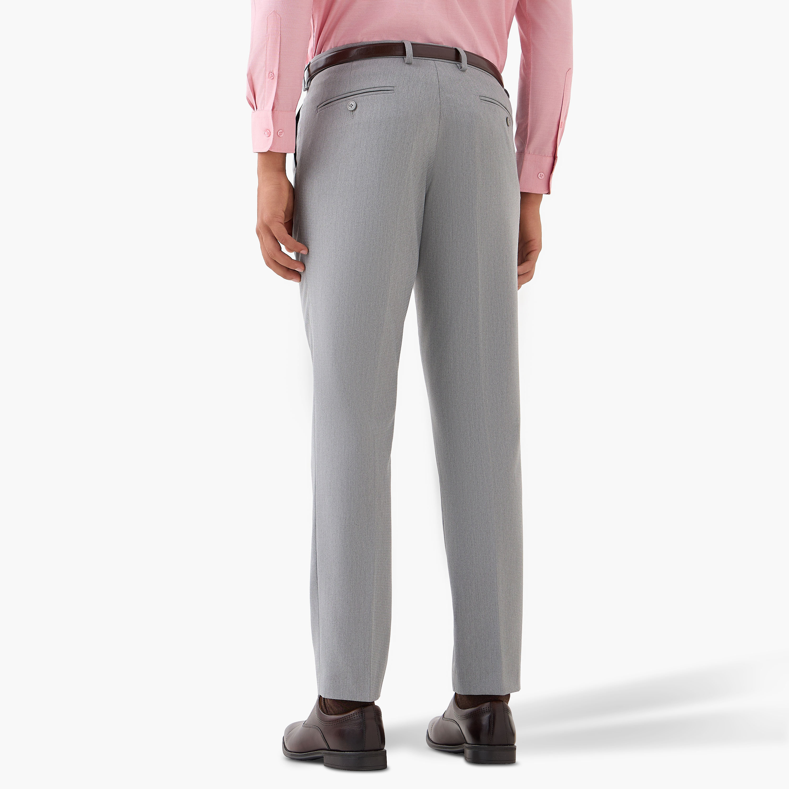 Men Slim Fit Flexi Waist Belted Formal Trousers-men-clothing-bottoms-trousersandchinos-trousers-image-3
