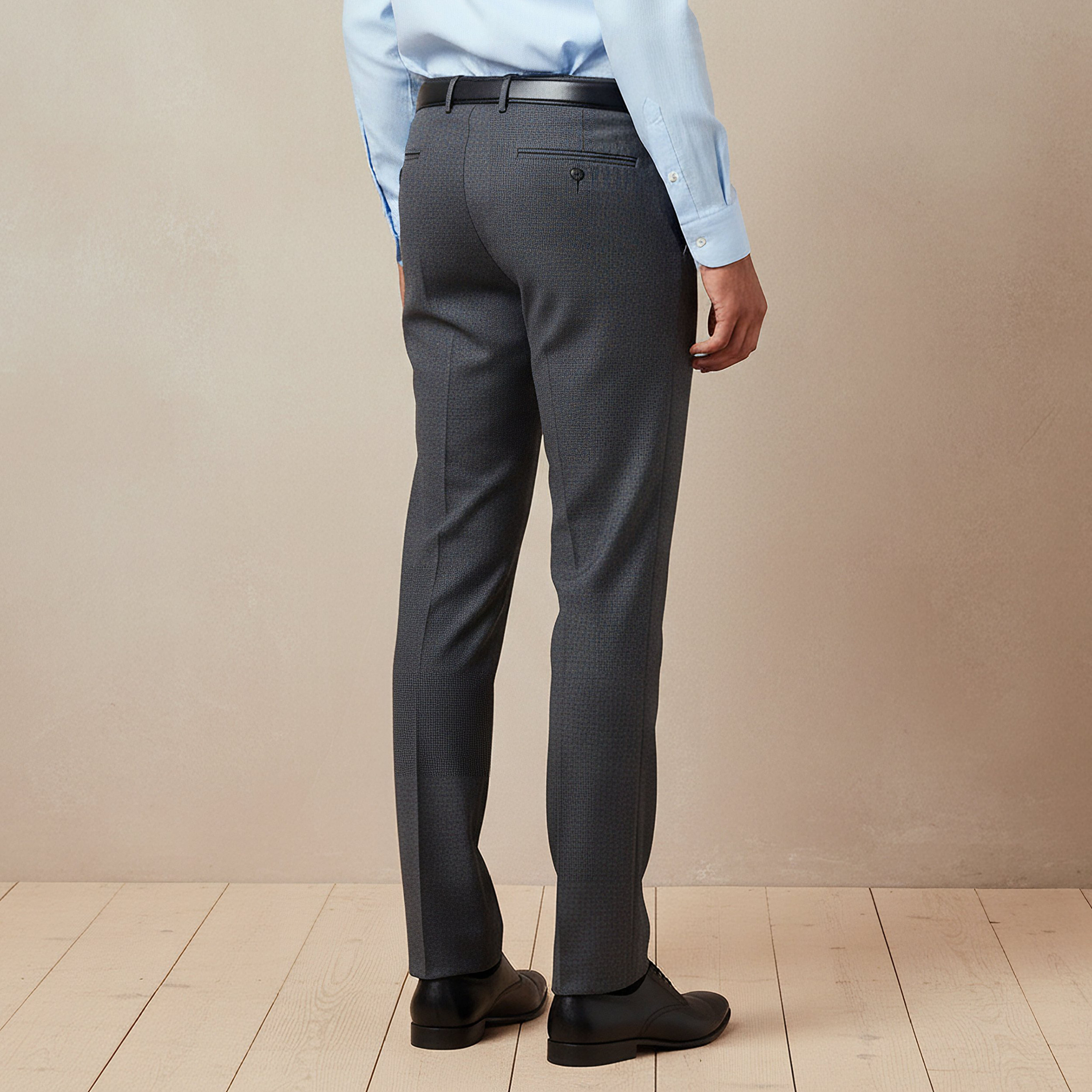 Men Slim Fit Flexi Waist Belted Formal Trousers-men-clothing-bottoms-trousersandchinos-trousers-image-3
