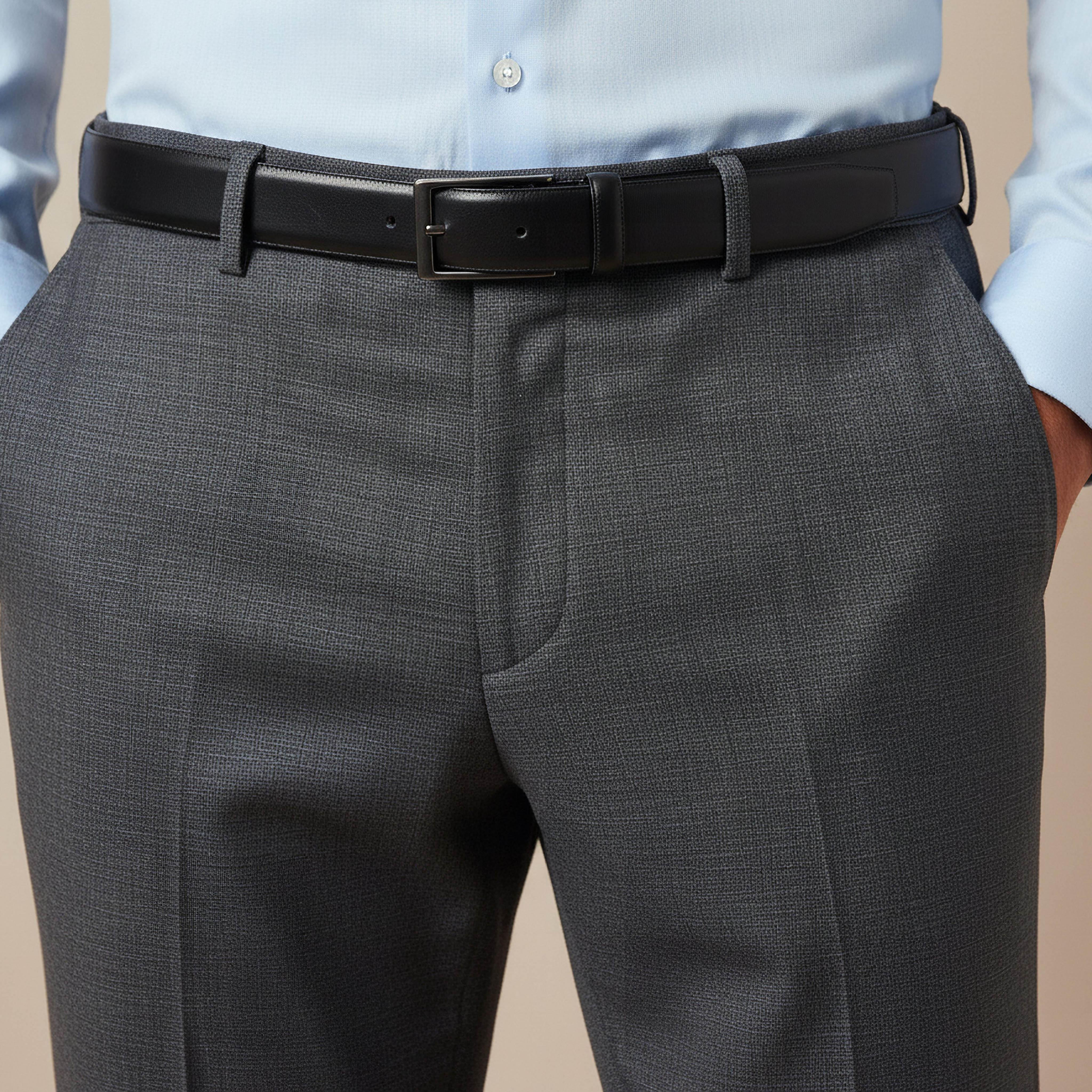 Men Slim Fit Flexi Waist Belted Formal Trousers-men-clothing-bottoms-trousersandchinos-trousers-image-4