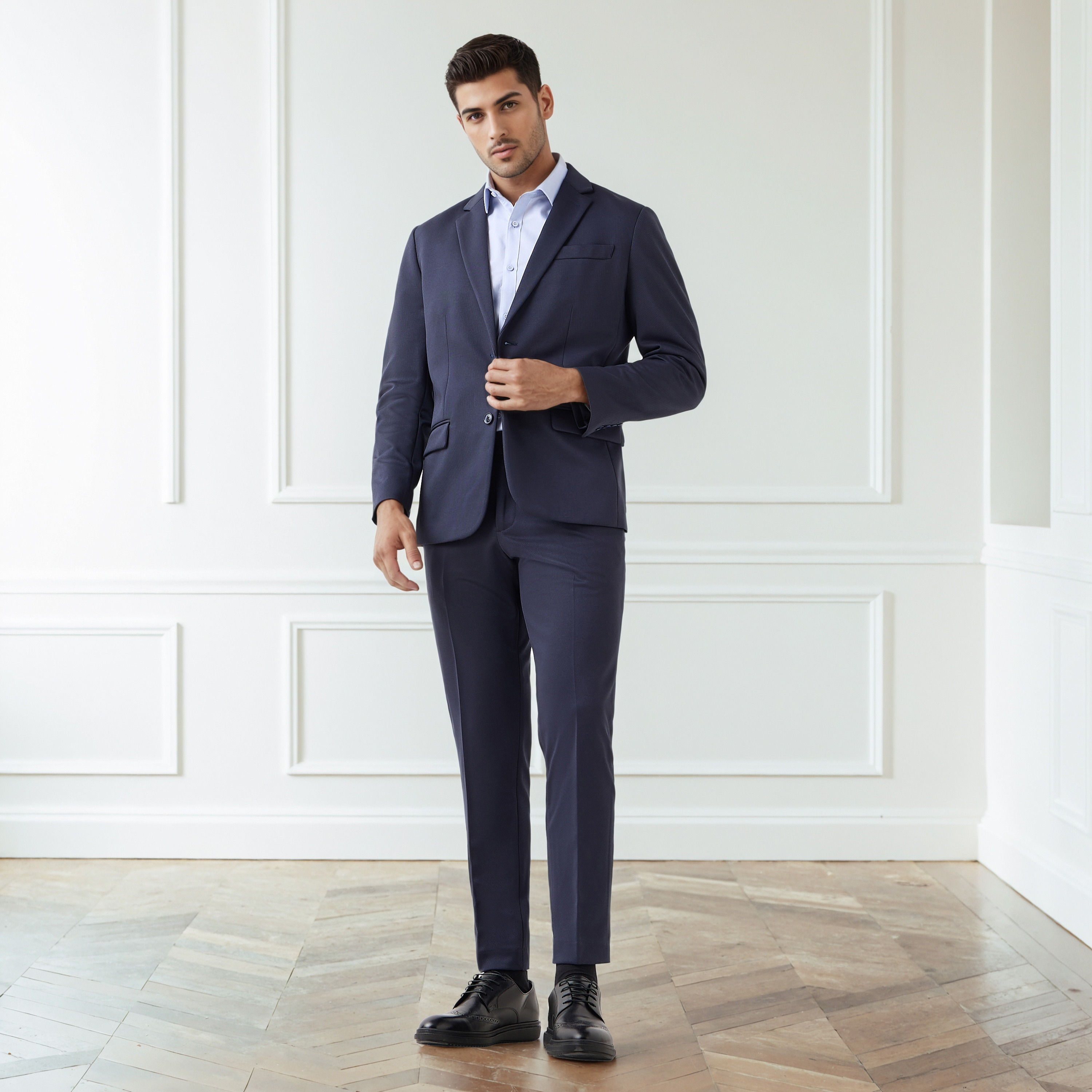 قميص بارز الملمس بياقة وقصة عادية وأكمام طويلة للرجال-men-clothing-shirts-image-2