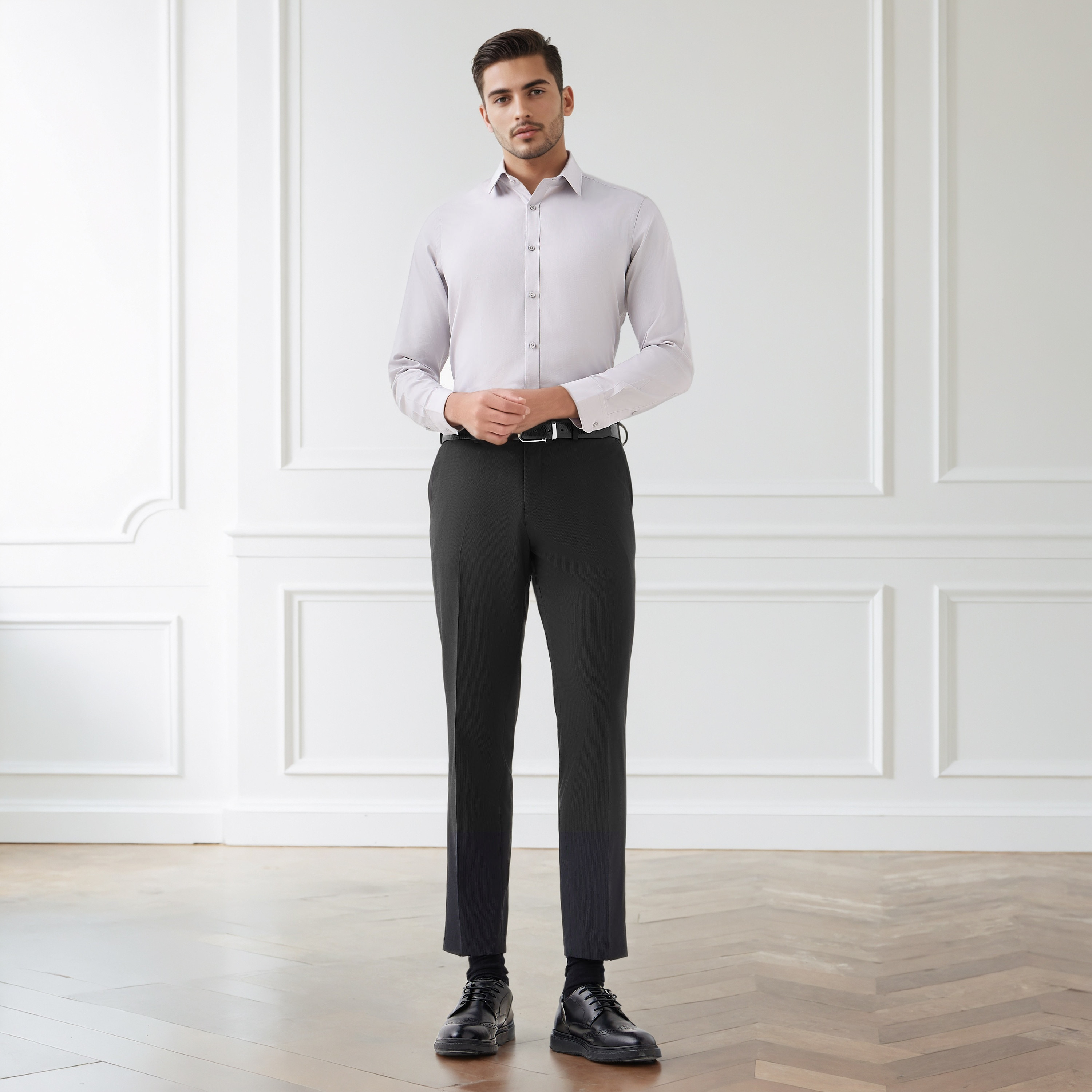 قميص بارز الملمس بياقة وقصة عادية وأكمام طويلة للرجال-men-clothing-shirts-image-3