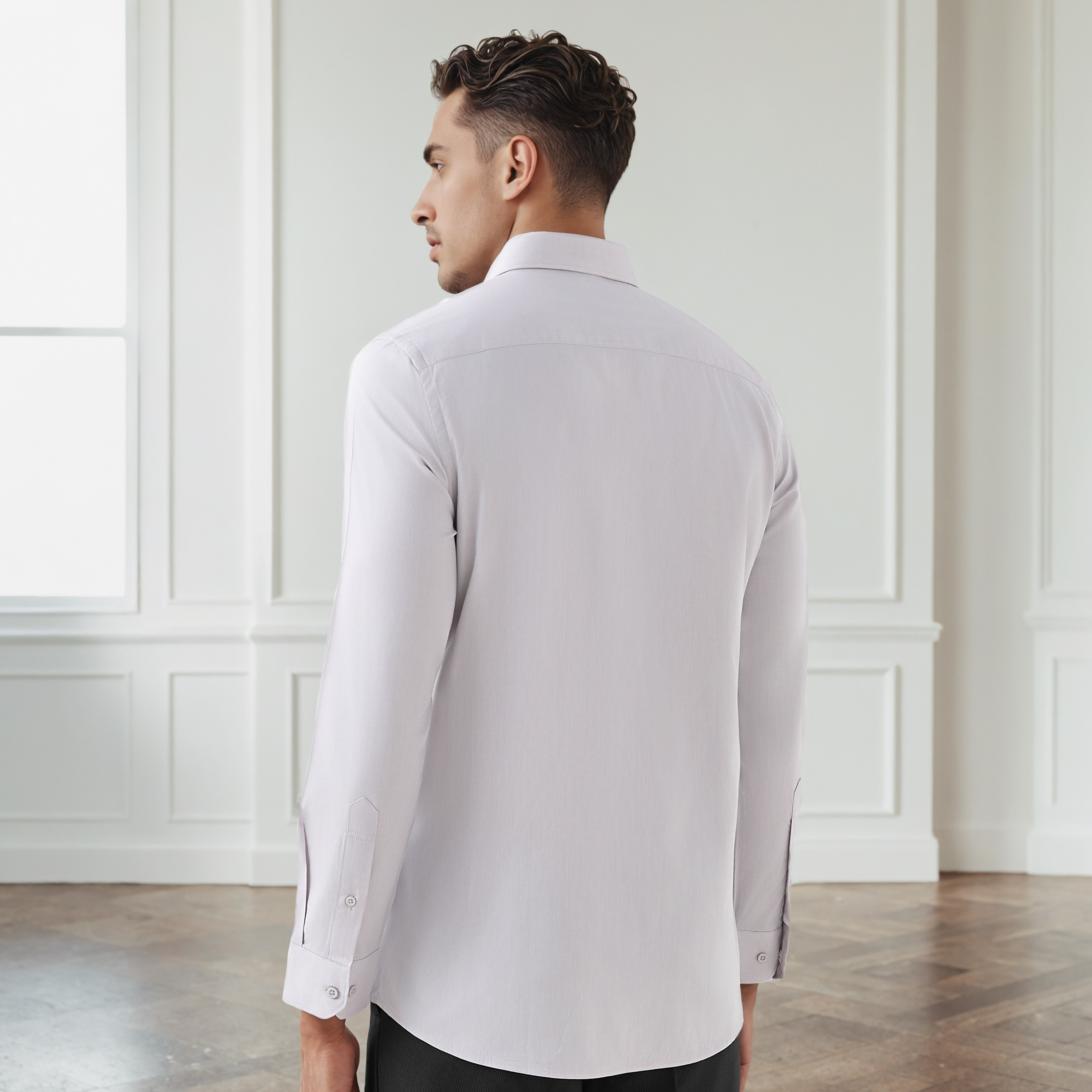 قميص بارز الملمس بياقة وقصة عادية وأكمام طويلة للرجال-men-clothing-shirts-image-5