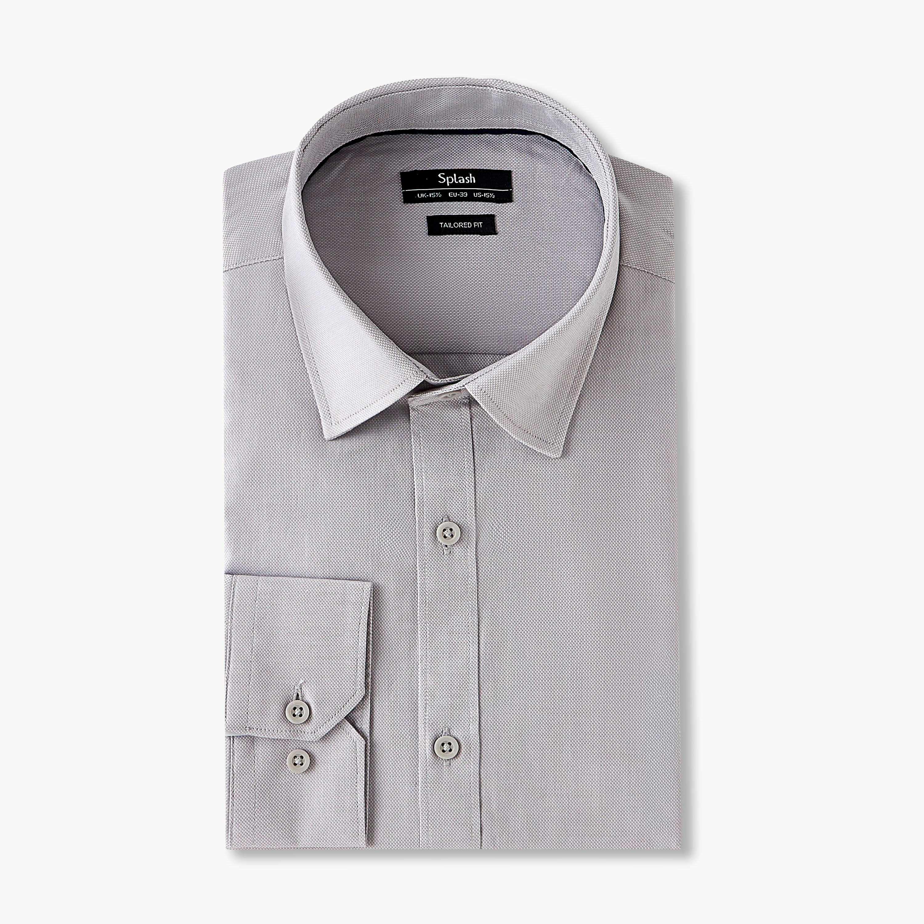 قميص بارز الملمس بياقة وقصة عادية وأكمام طويلة للرجال-men-clothing-shirts-image-6
