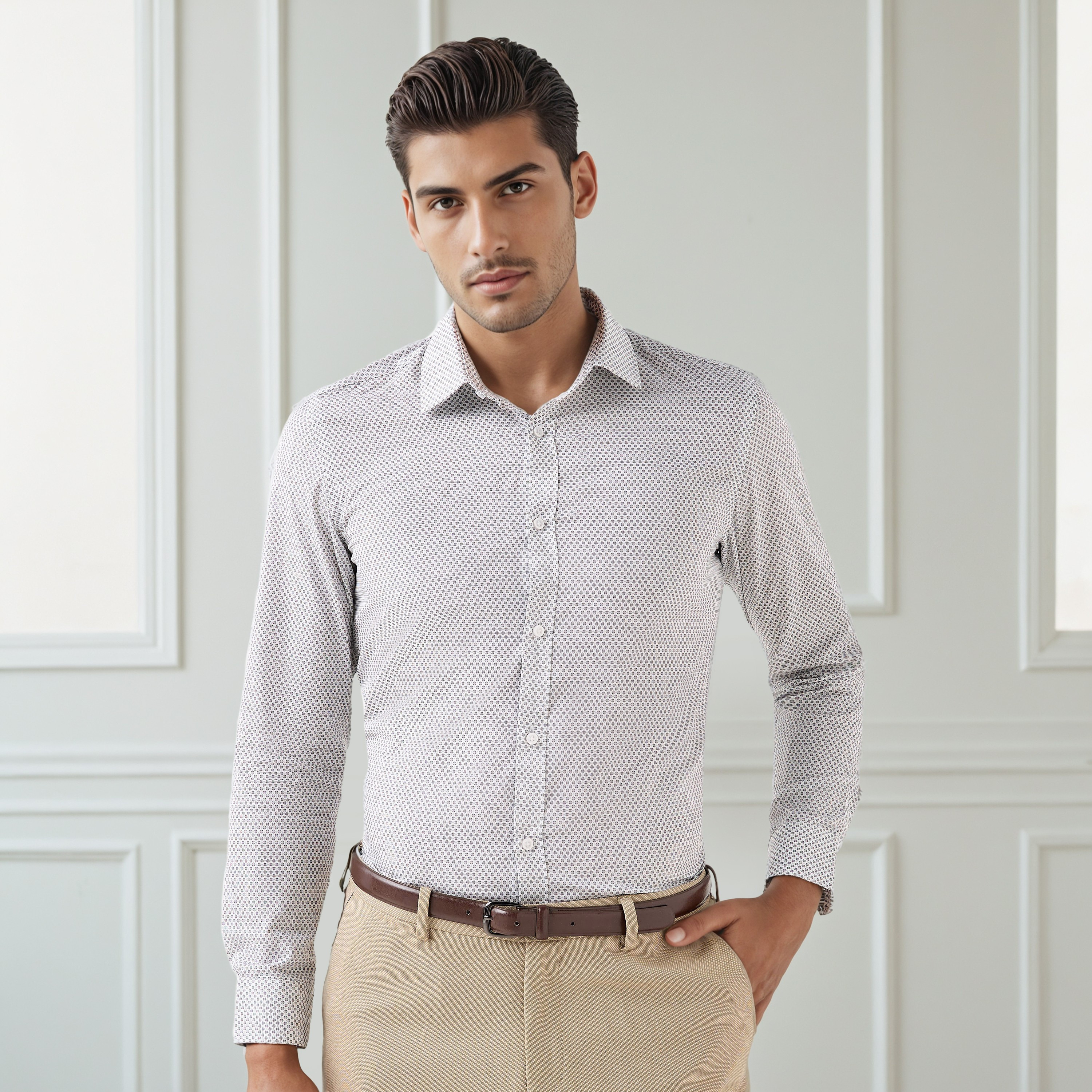 Men Regular Fit Collared Printed Long Sleeves Shirt-men-clothing-shirts-image-1