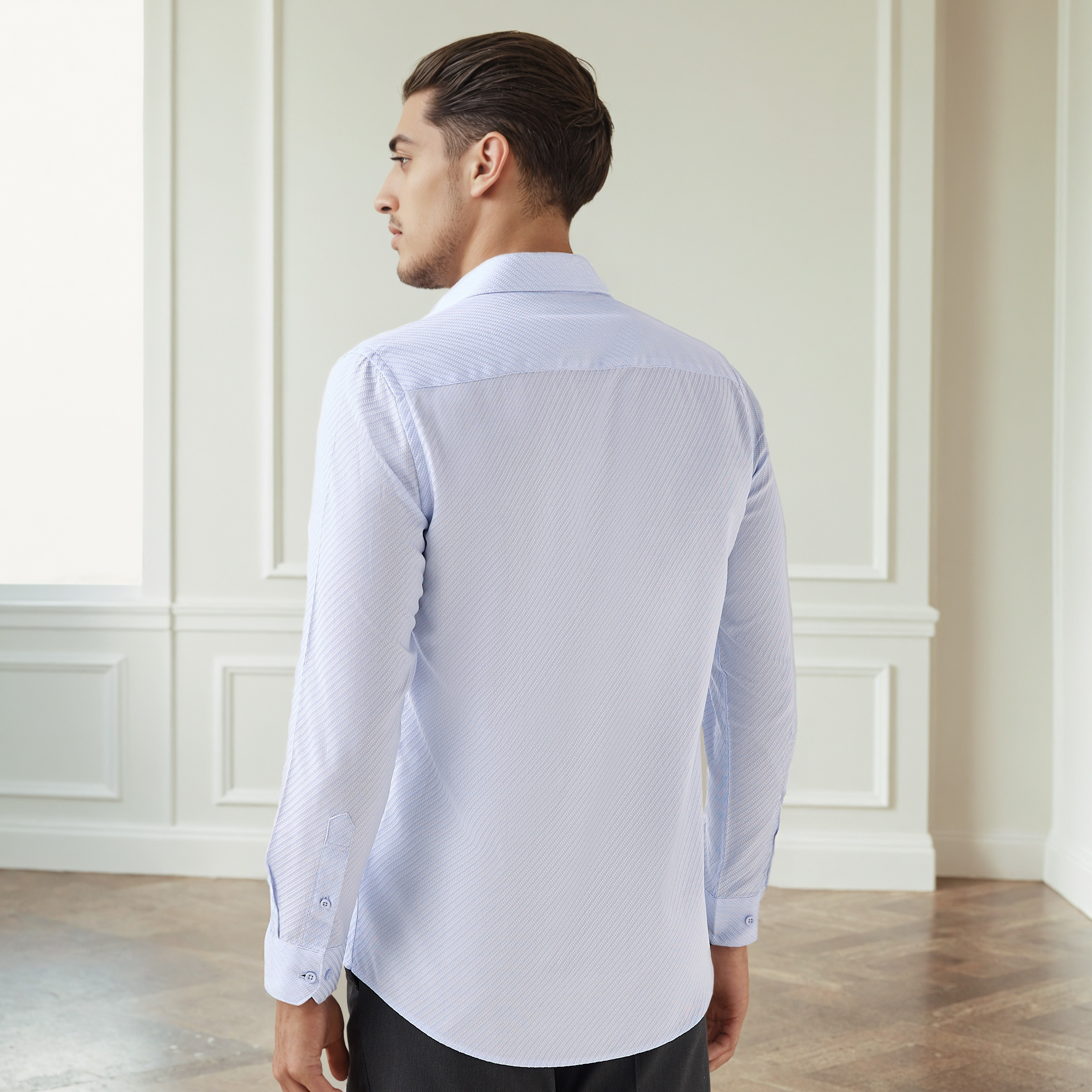 Men Regular Fit Collared Textured Long Sleeves Shirt-men-clothing-shirts-image-3