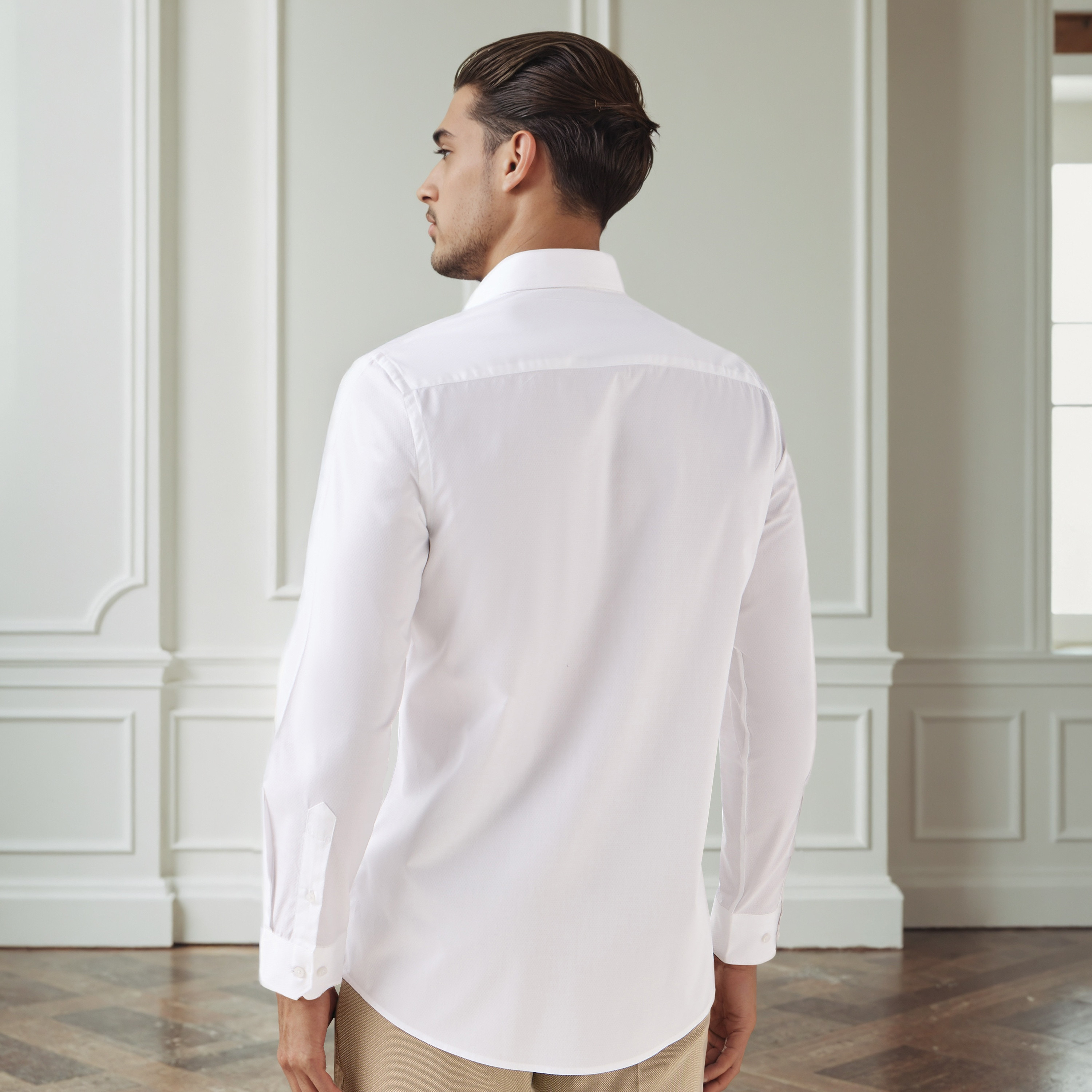 Men Regular Fit Collared Textured Long Sleeves Shirt-men-clothing-shirts-image-3