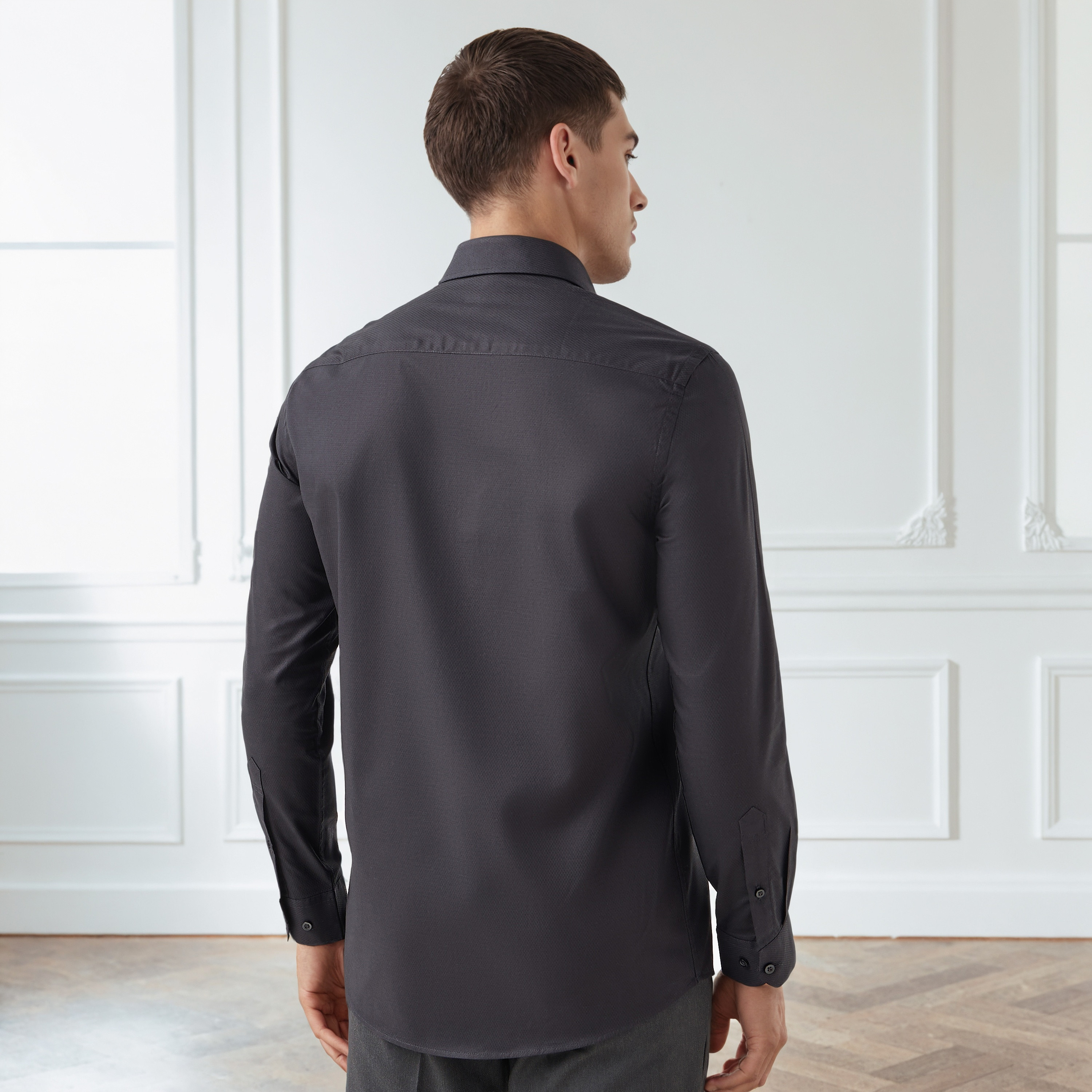 Men Regular Fit Collared Textured Long Sleeves Shirt-men-clothing-shirts-image-3
