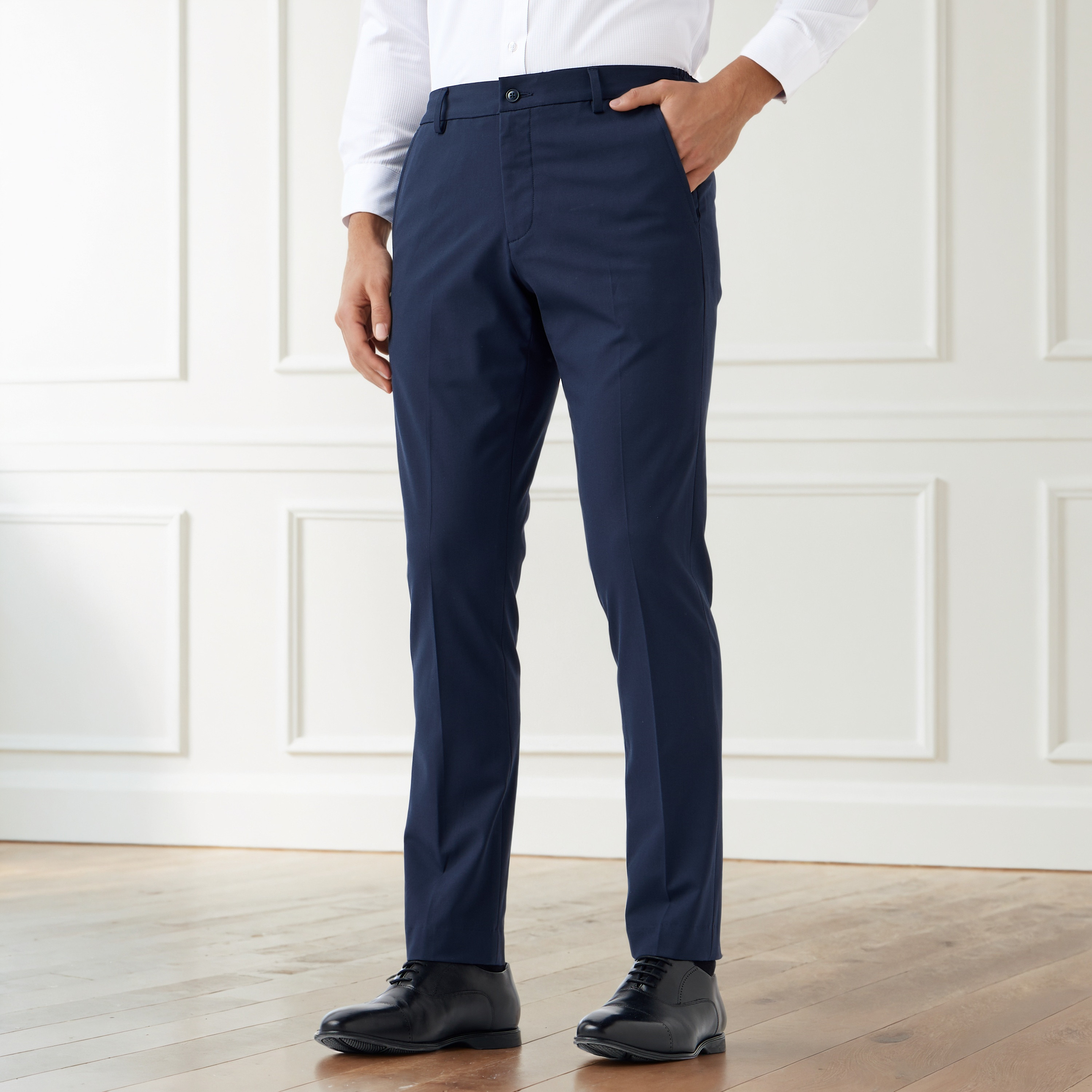 Men Slim Fit Flexi Waist Formal Trousers-men-clothing-bottoms-trousersandchinos-trousers-image-1