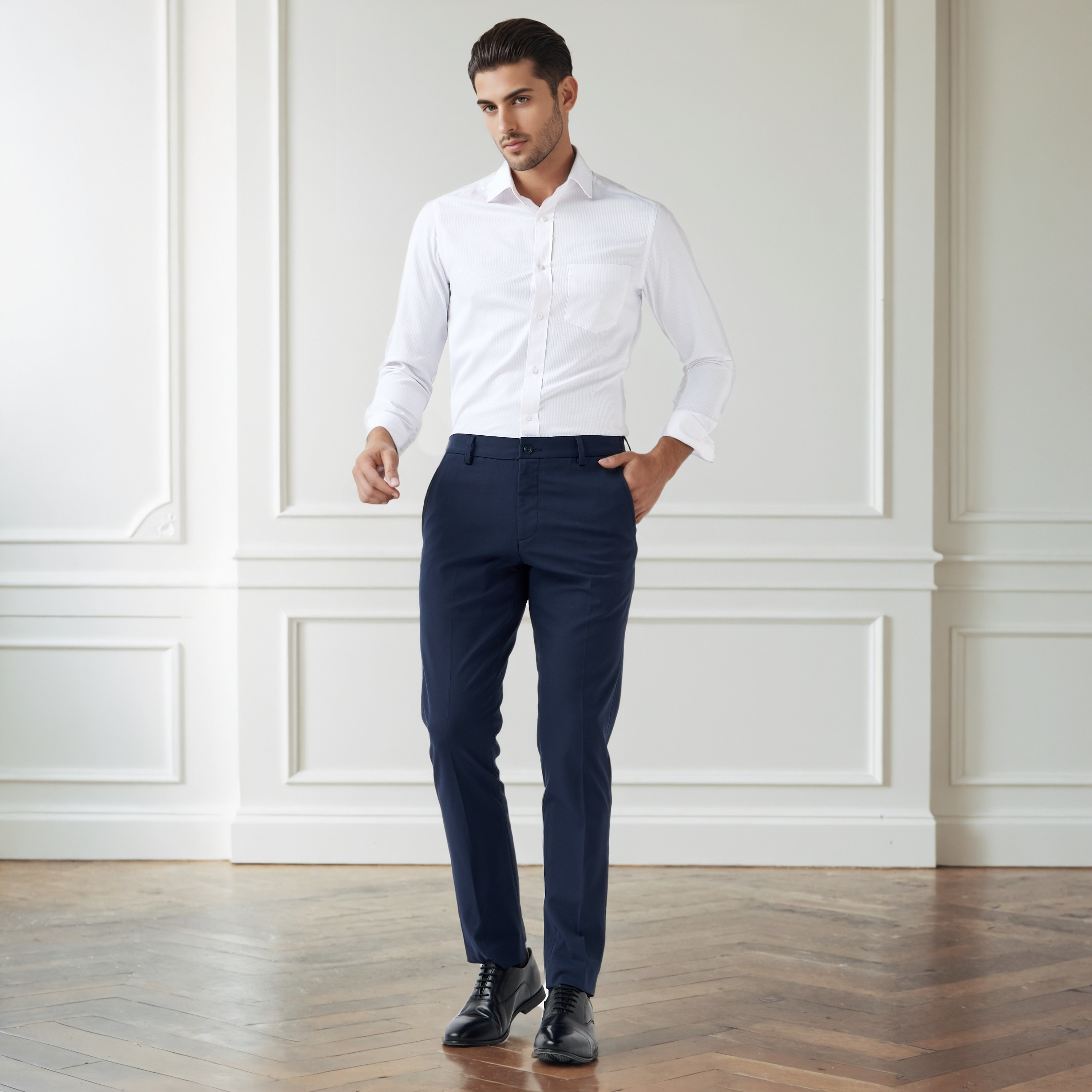 Men Slim Fit Flexi Waist Formal Trousers-men-clothing-bottoms-trousersandchinos-trousers-image-2