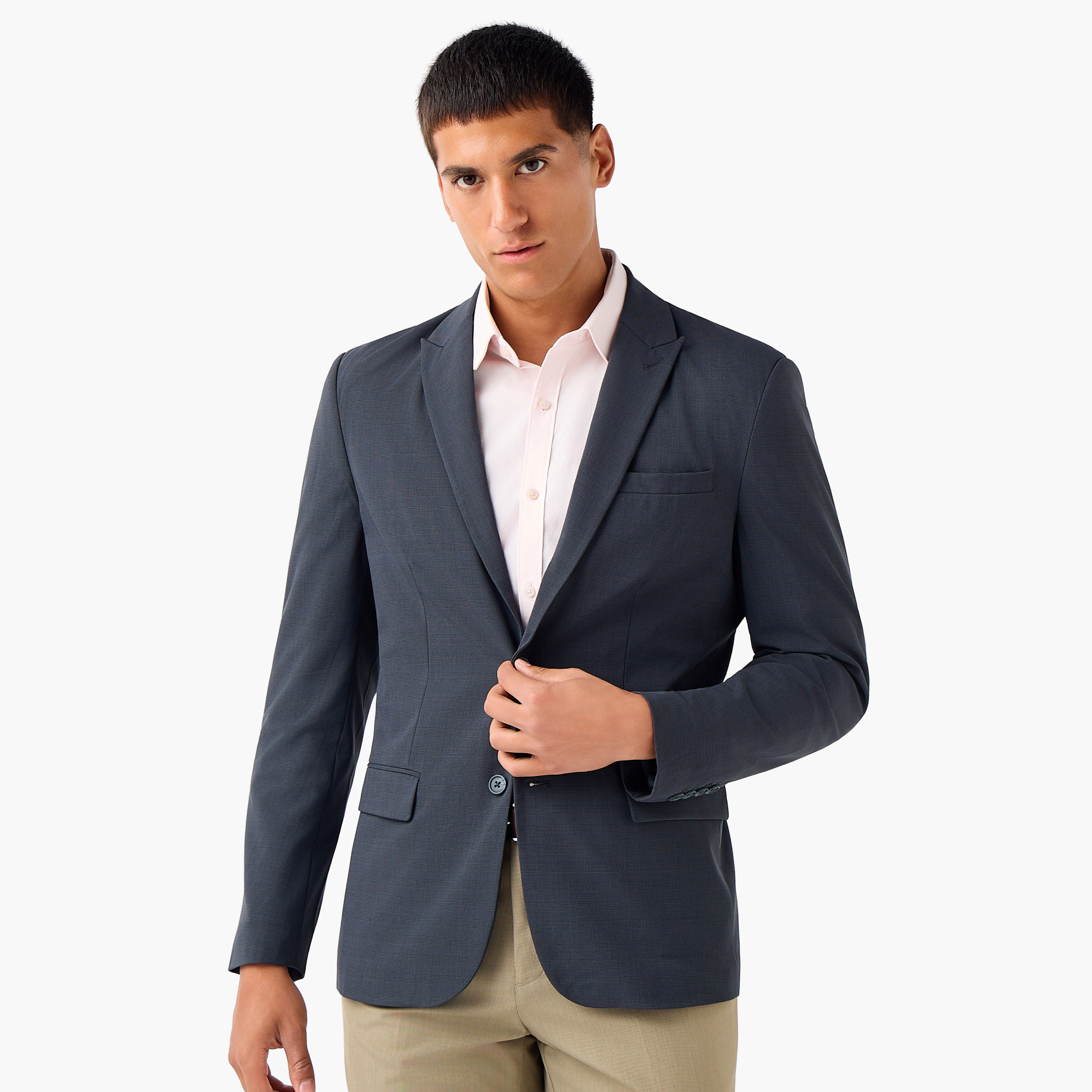 Men Regular Fit Peak Lapel Blazer-men-winterwear-jacketsandblazers-image-1