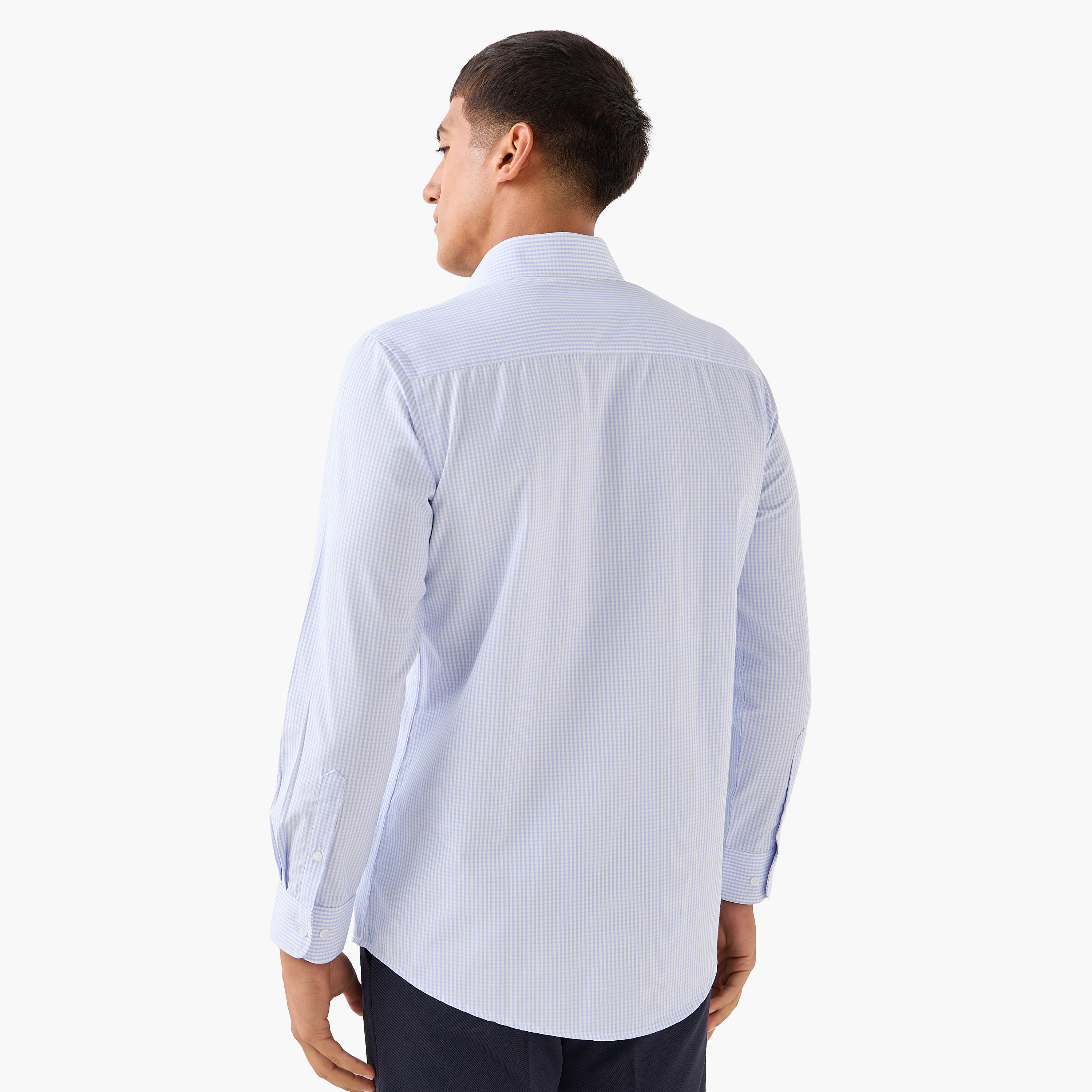 Men Regular Fit Collared Checked Long Sleeves Shirt-men-clothing-shirts-image-3