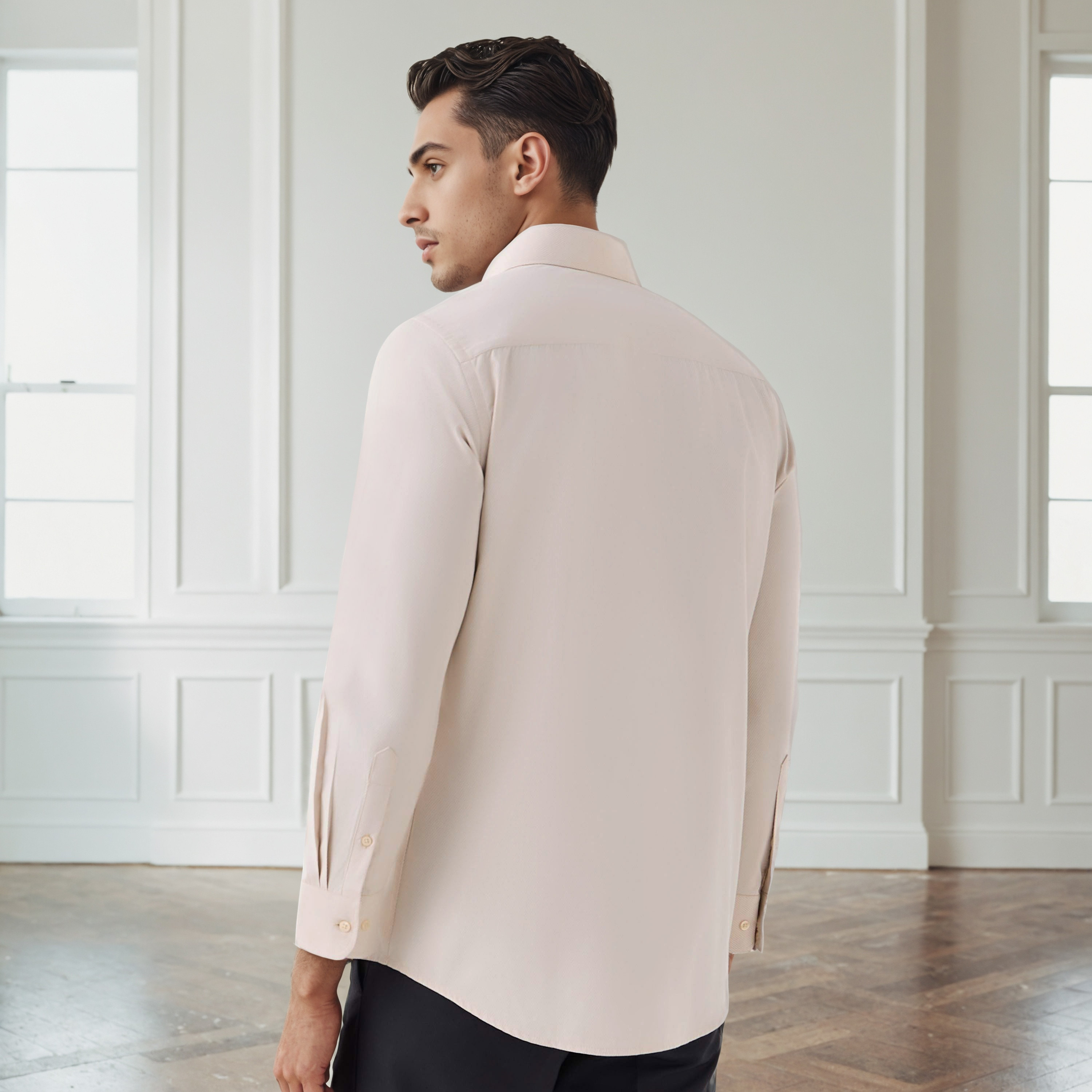 Men Regular Fit Collared Dobby Textured Long Sleeves Shirt-men-clothing-shirts-image-3
