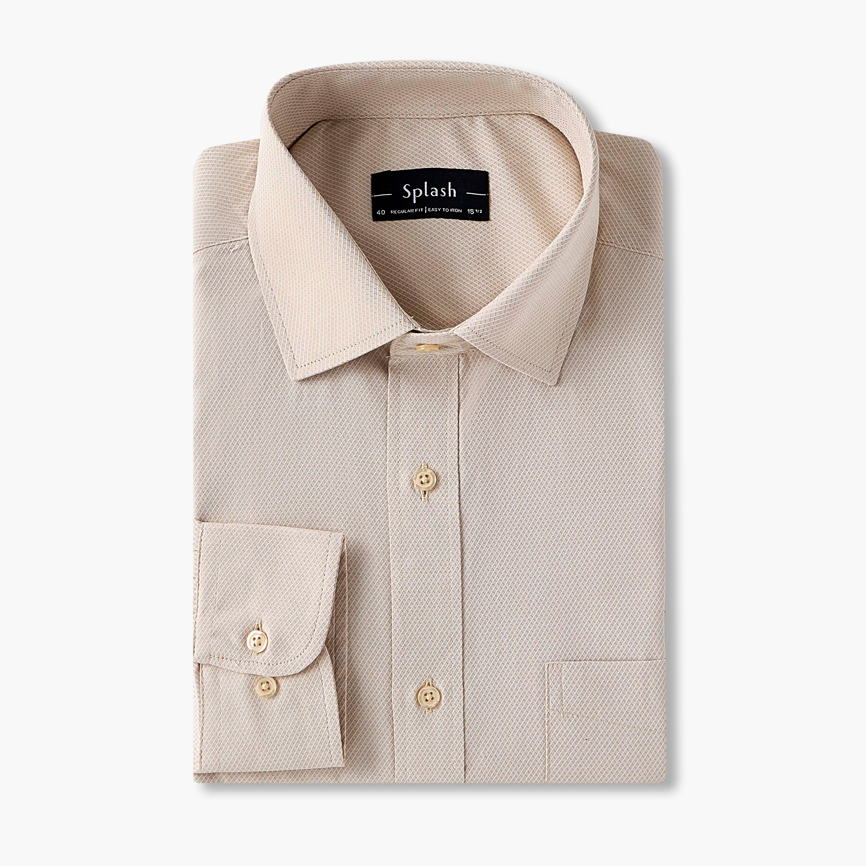 Men Regular Fit Collared Dobby Textured Long Sleeves Shirt-men-clothing-shirts-image-5