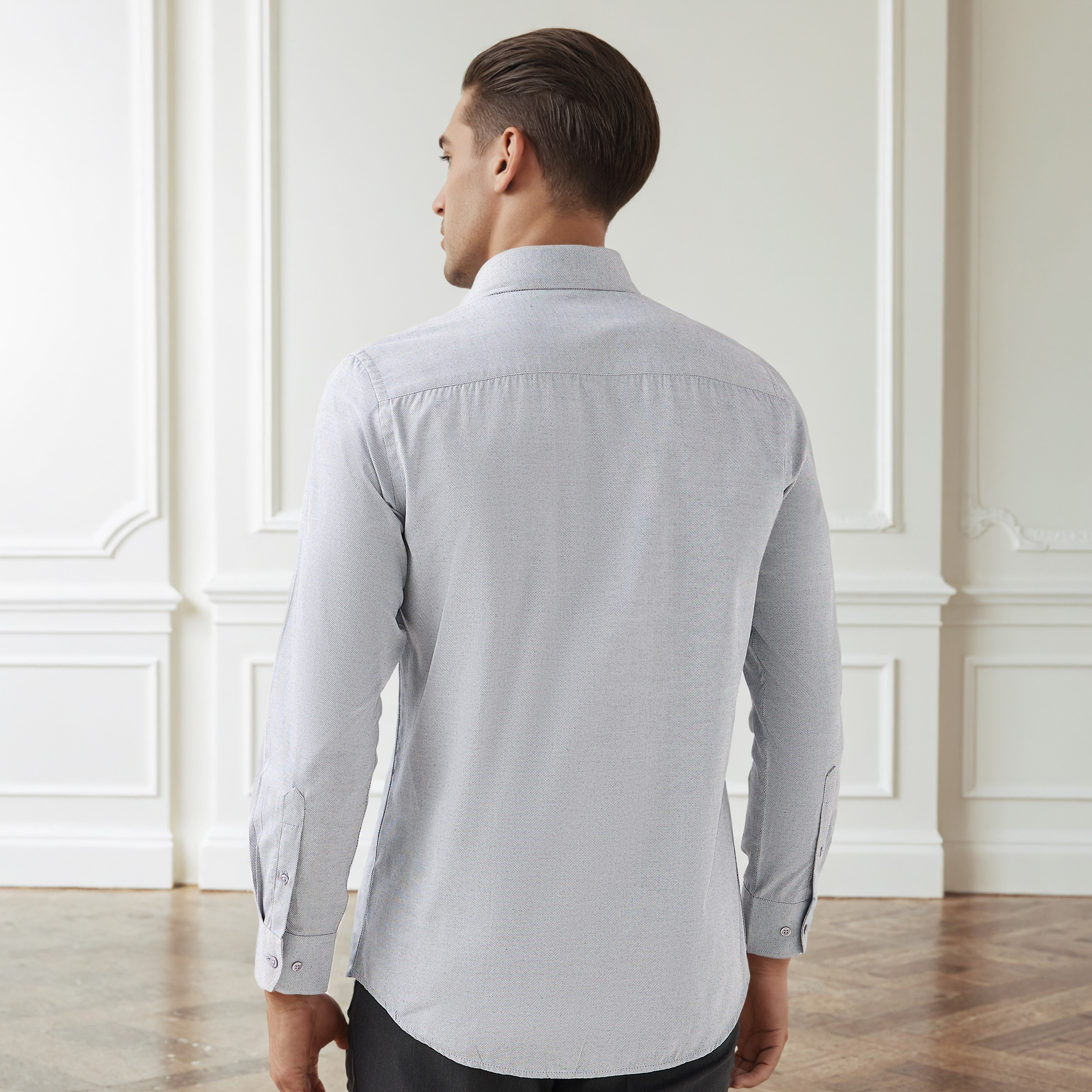 Men Regular Fit Collared Dobby Textured Long Sleeves Shirt-men-clothing-shirts-image-3
