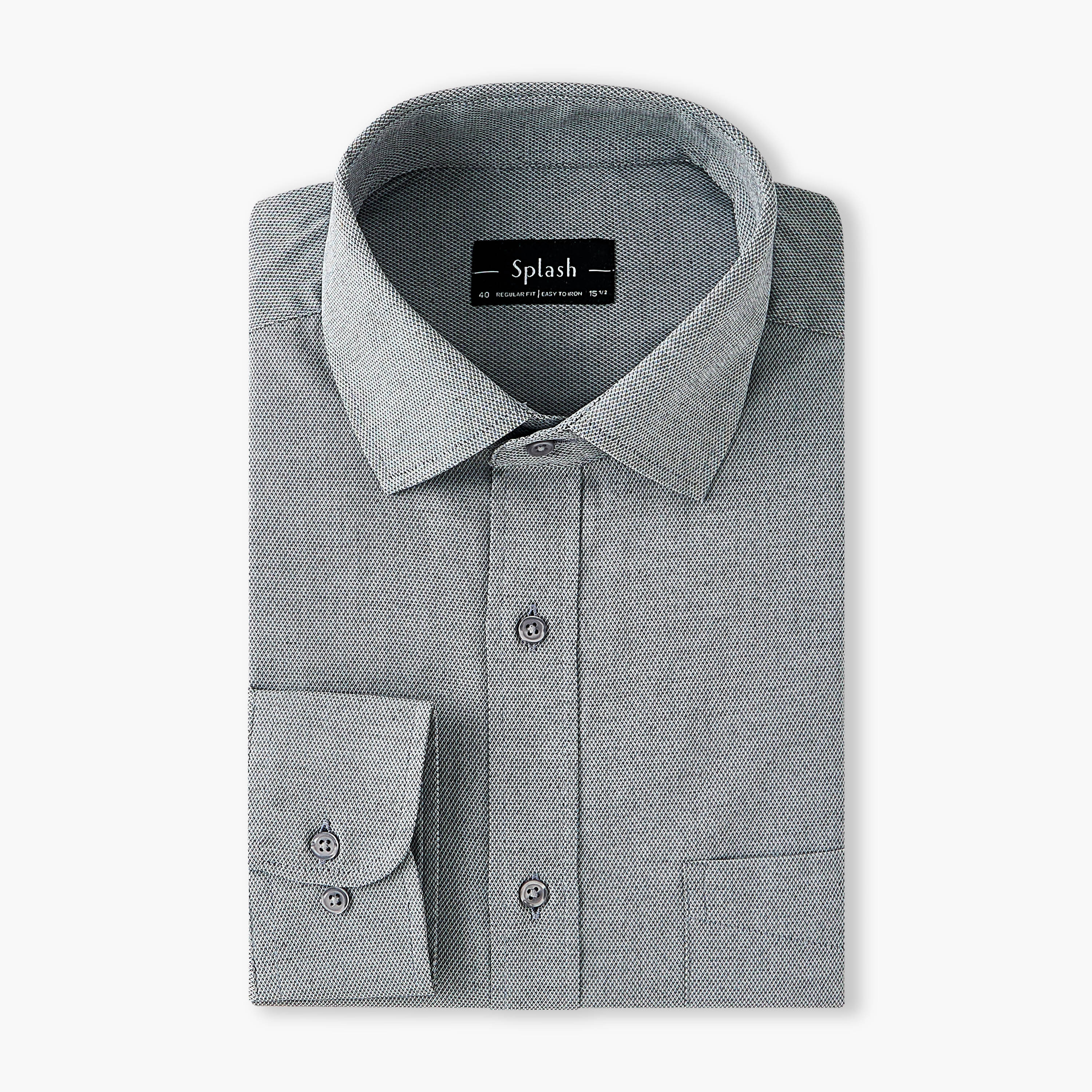 Men Regular Fit Collared Dobby Textured Long Sleeves Shirt-men-clothing-shirts-image-5