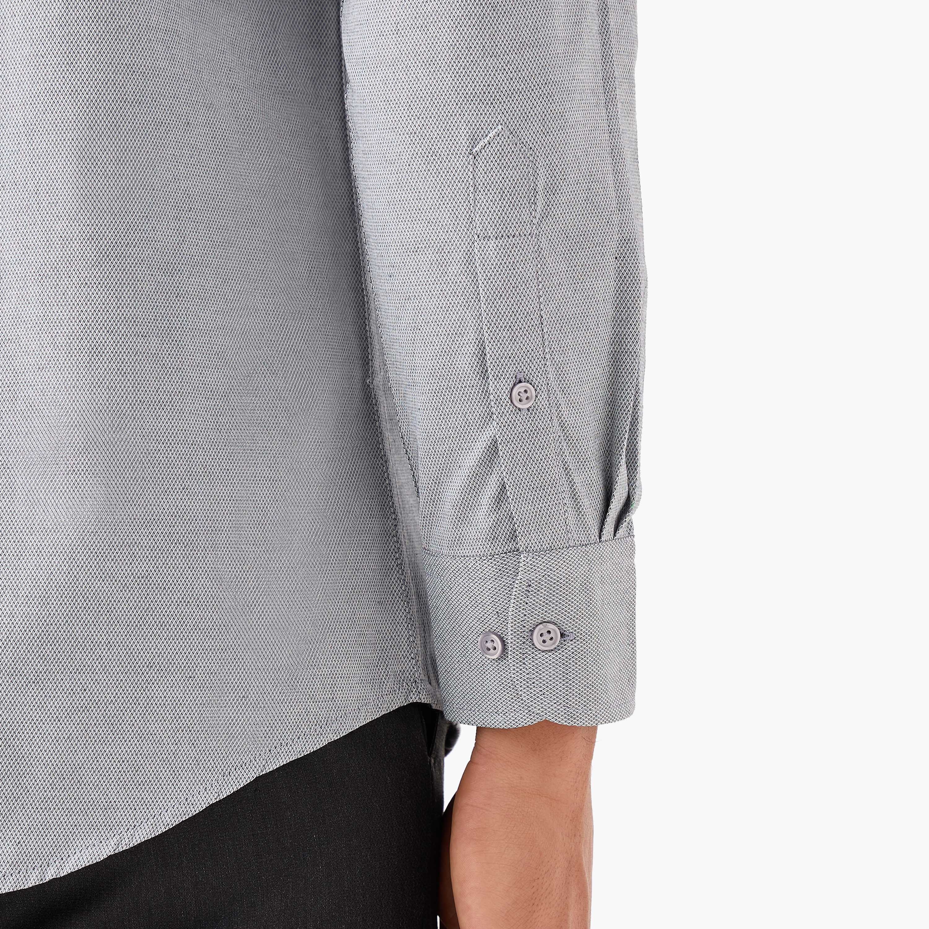 Men Regular Fit Collared Dobby Textured Long Sleeves Shirt-men-clothing-shirts-image-6