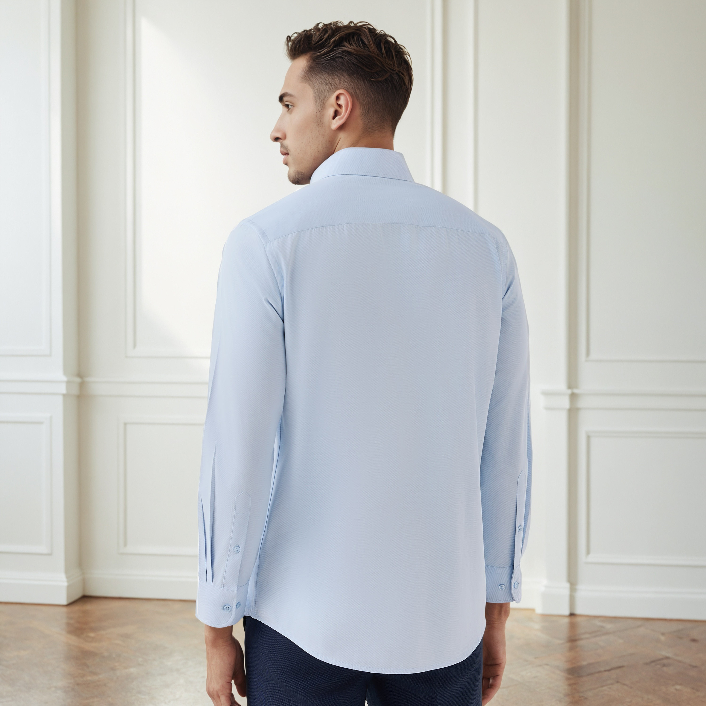 Men Regular Fit Collared Dobby Textured Long Sleeves Shirt-men-clothing-shirts-image-3