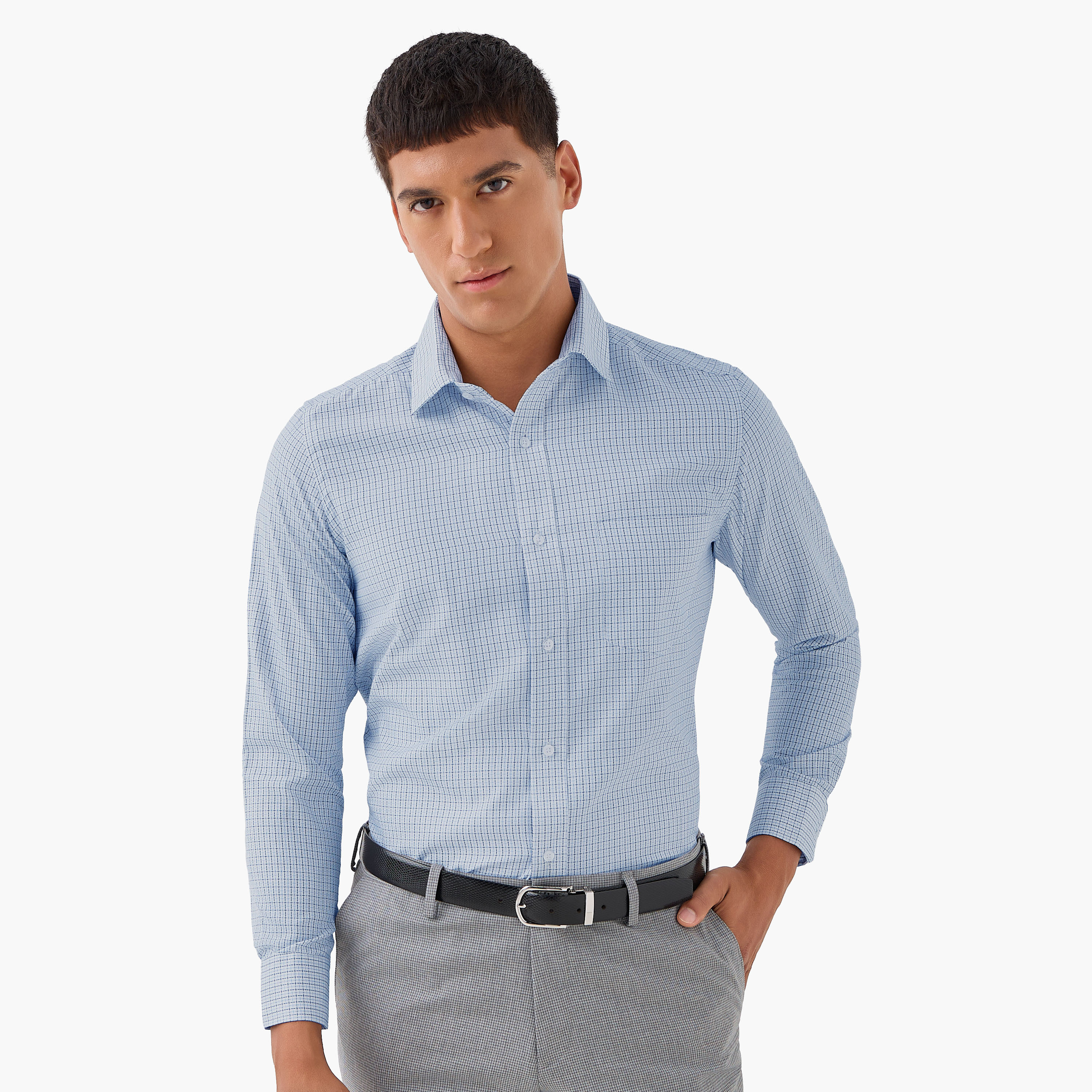 Men Regular Fit Checked Long Sleeves Shirt-men-clothing-shirts-image-1