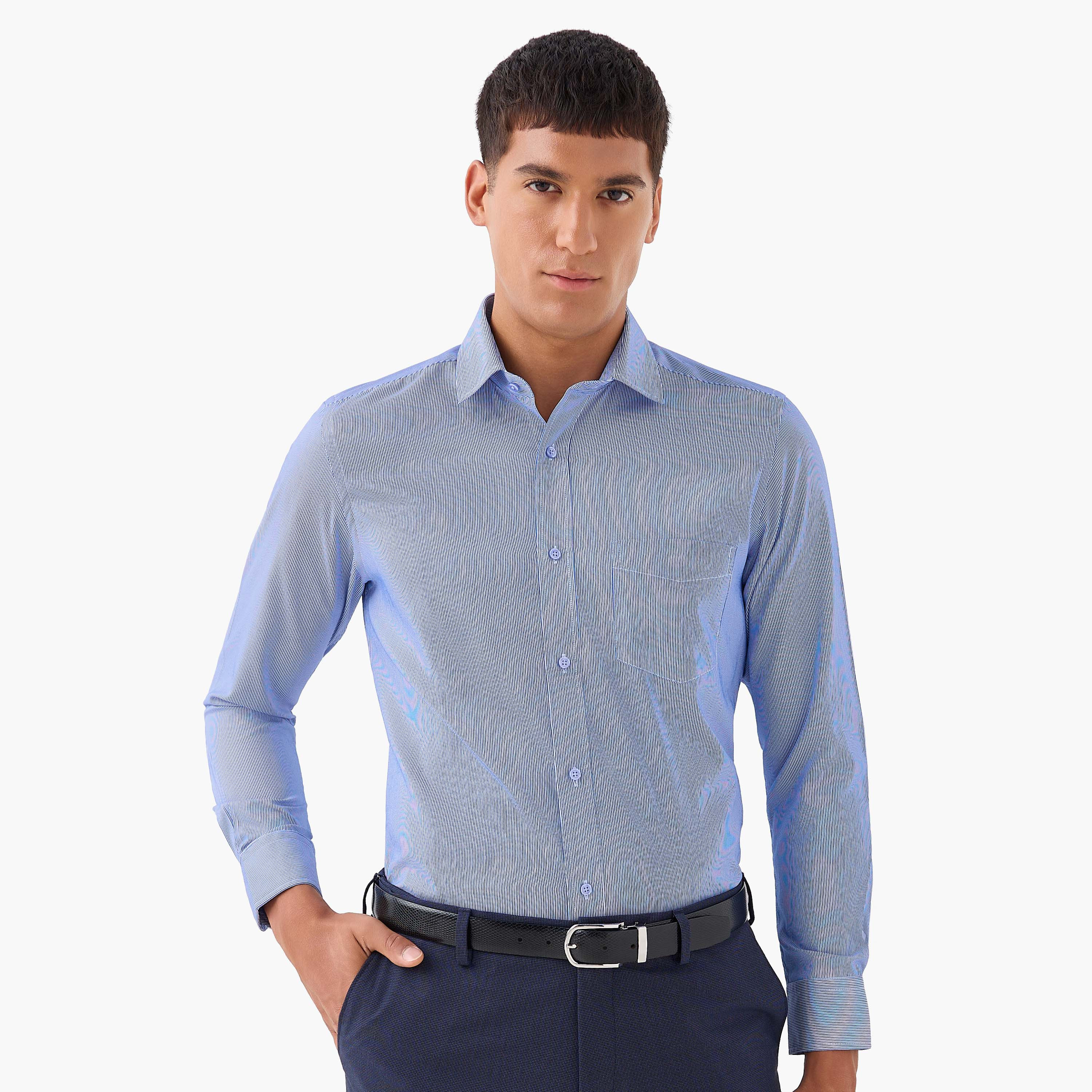 قميص بقصّة عادية وياقة واسعة وأكمام طويلة للرجال-men-clothing-shirts-image-1