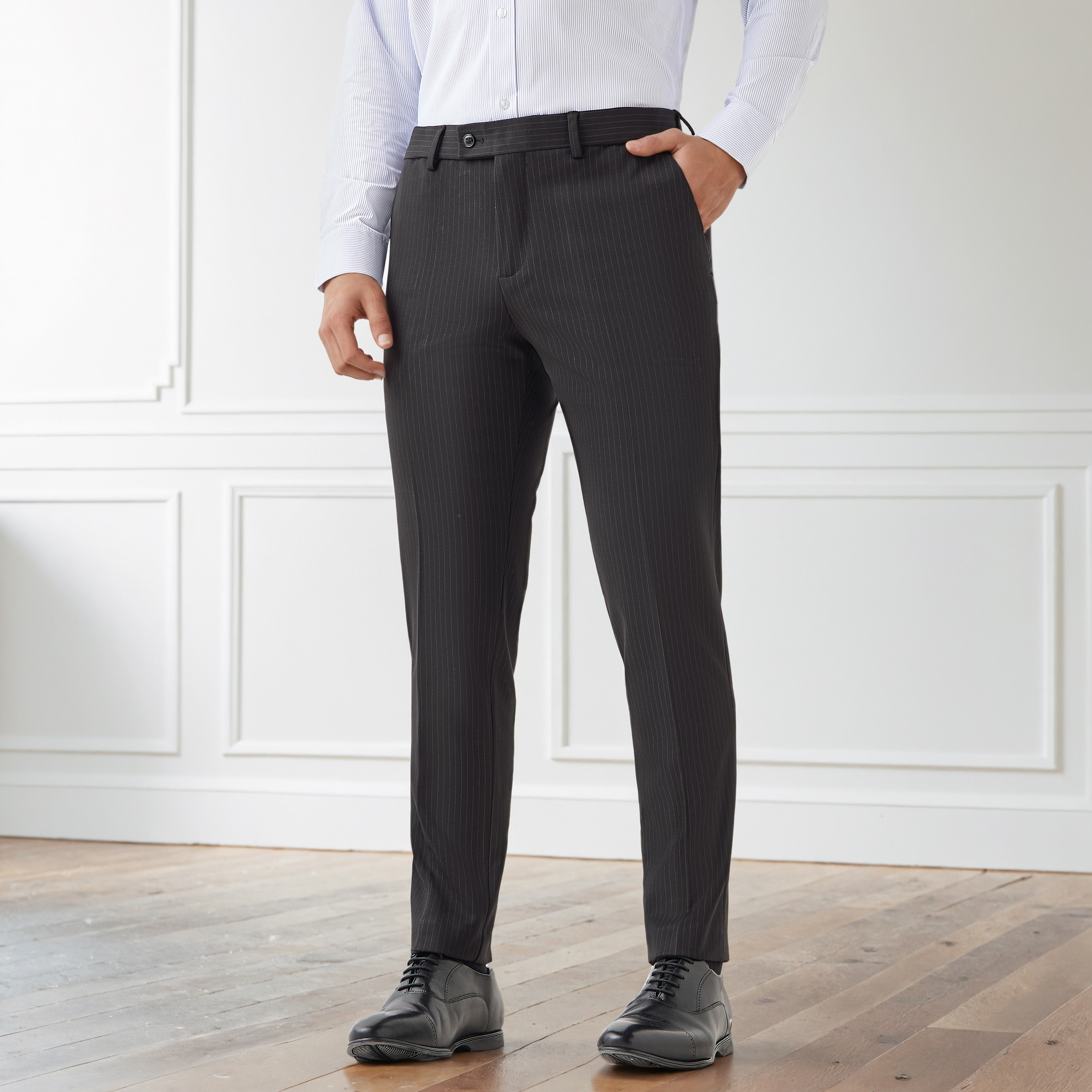 بنطلون رسمي مزيج البوليستر بقصة عادية للرجال-men-clothing-bottoms-trousersandchinos-trousers-image-1
