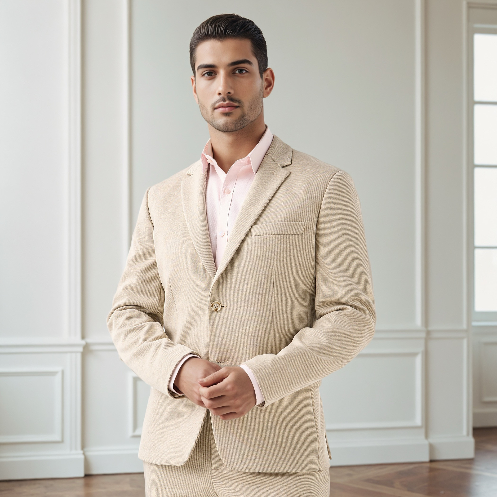 Textured Twill Notch Lapel Blazer-men-winterwear-jacketsandblazers-image-1