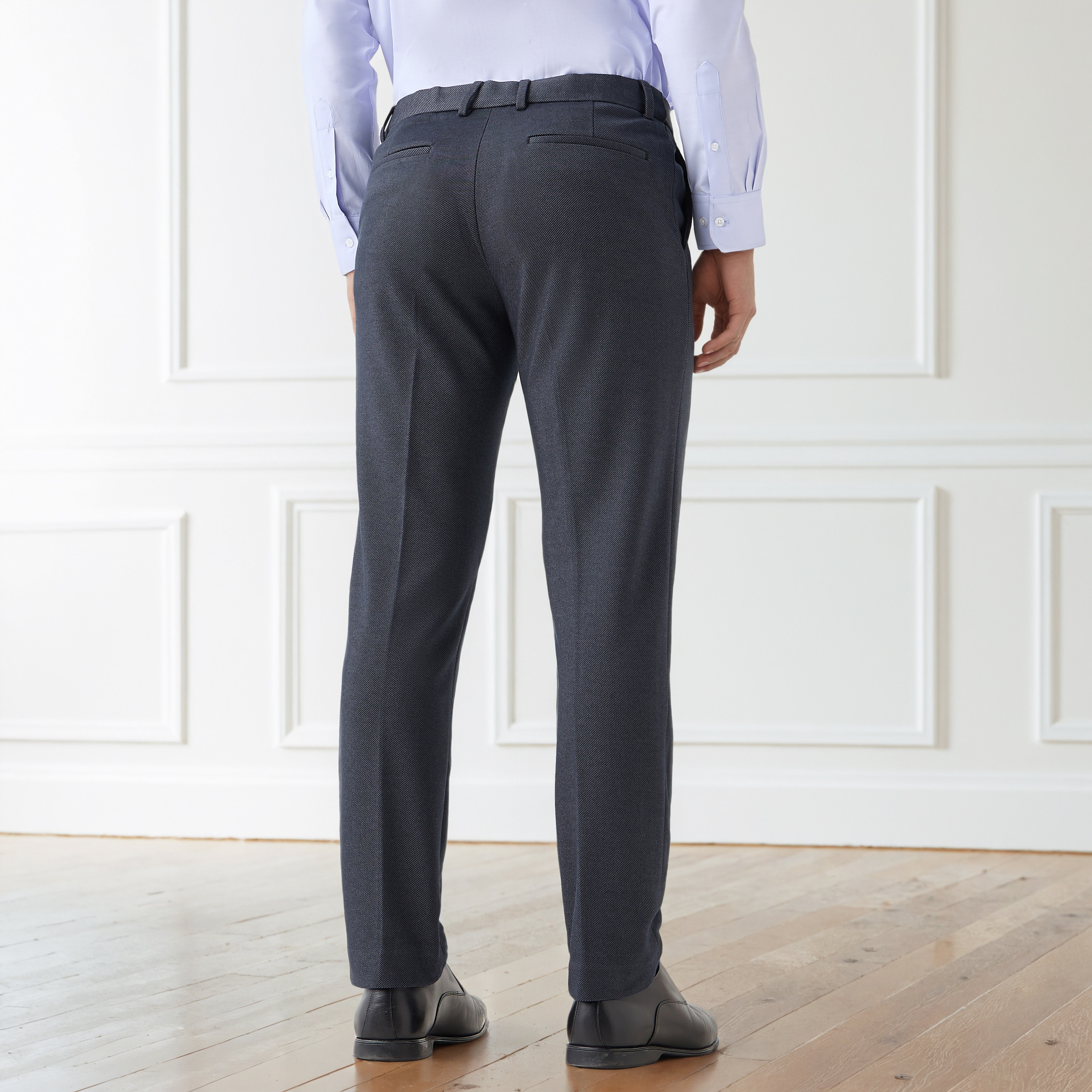 Textured Slim Fit Twill Flexi Waist Formal Trousers-men-clothing-bottoms-trousersandchinos-trousers-image-3