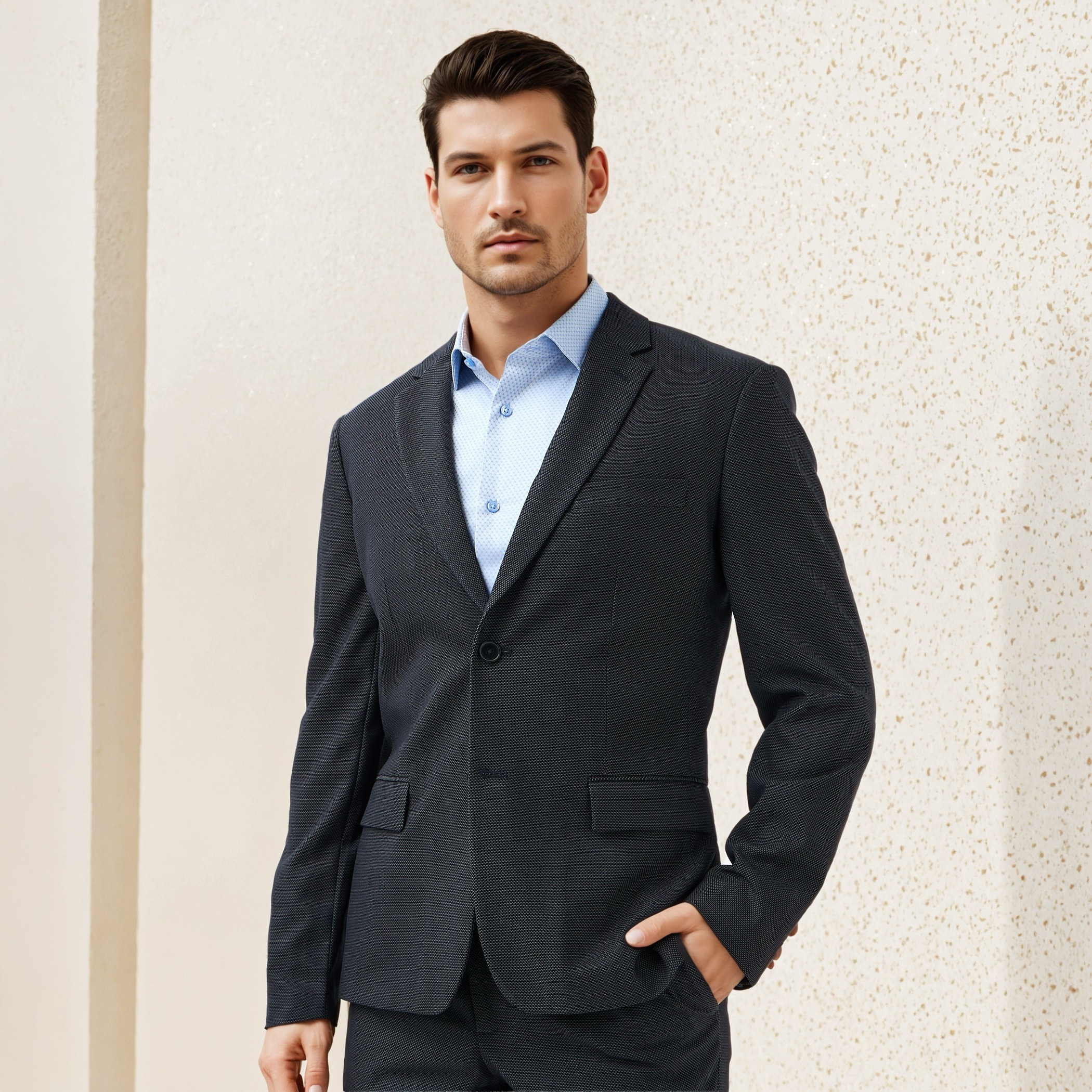 Textured Dobby Notch Lapel Blazer-men-winterwear-jacketsandblazers-image-1