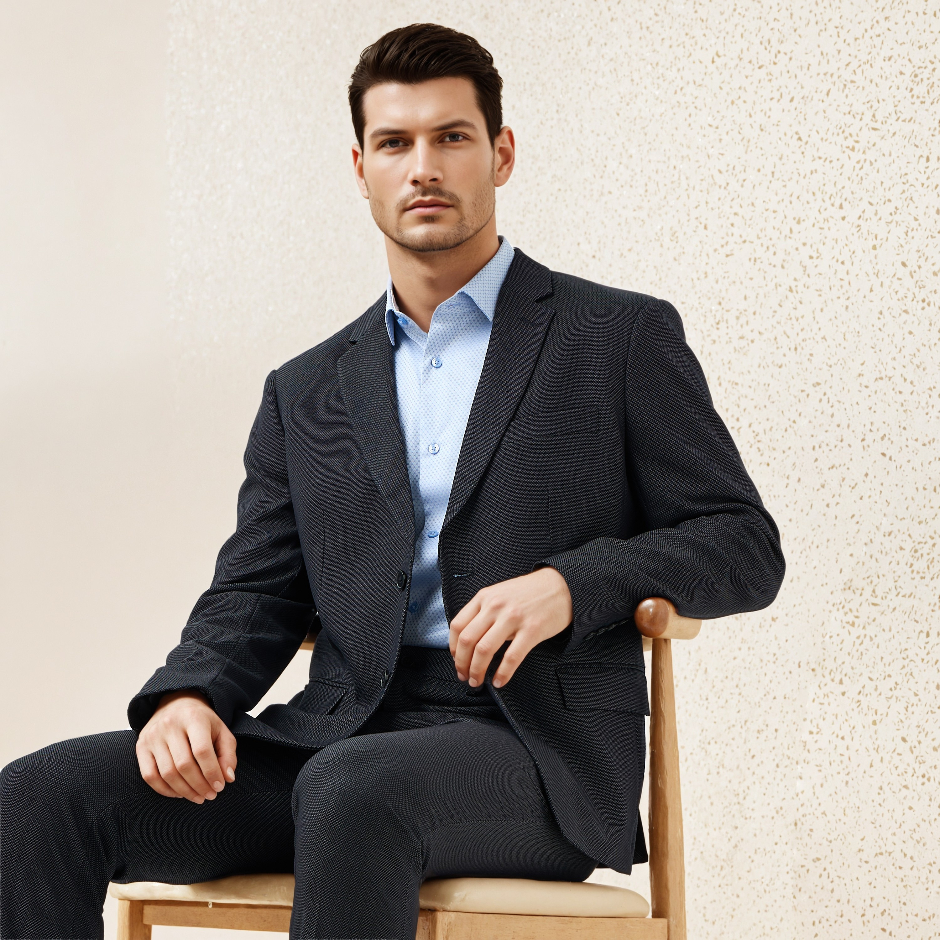 Textured Dobby Notch Lapel Blazer-men-winterwear-jacketsandblazers-image-5