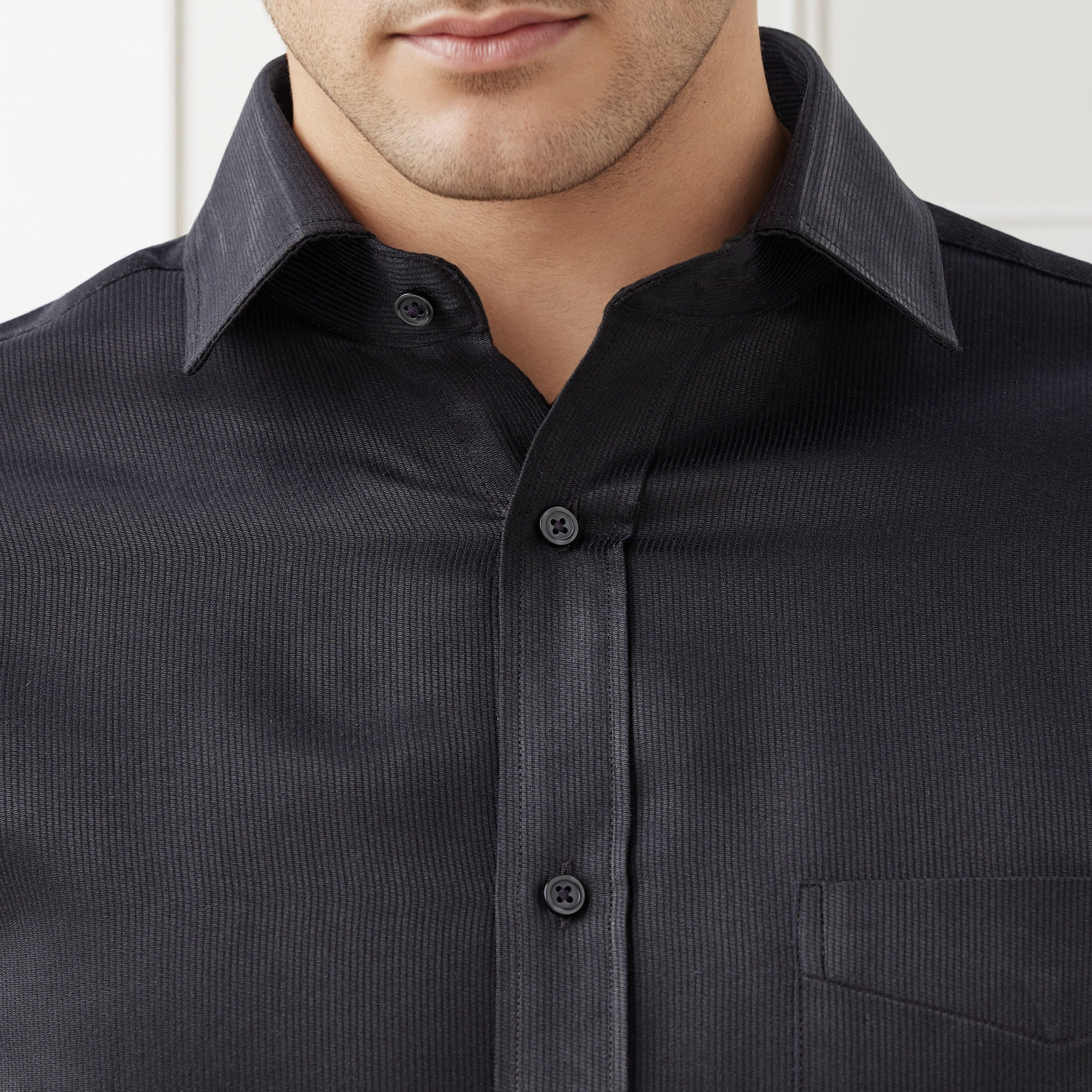 Men Regular Fit Collared Textured Long Sleeves Shirt-men-clothing-shirts-image-5